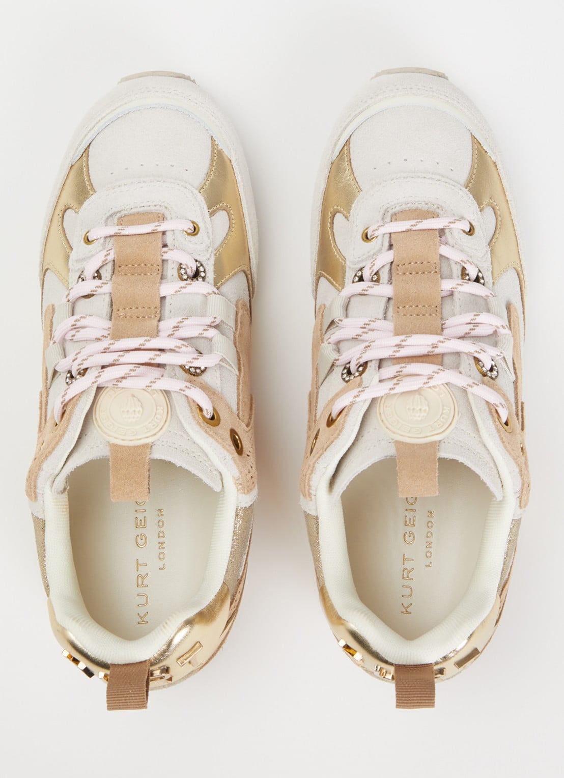 Kurt Geiger Sneaker van suède met metallic details - detail 3 beige
