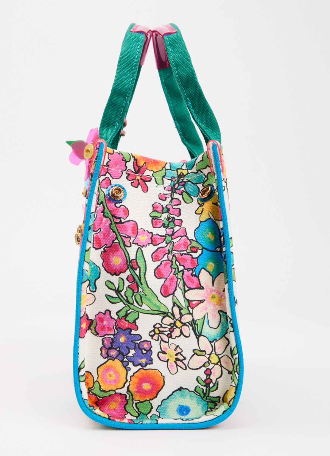 Kurt Geiger Southbank small handtas van canvas met tasbedel  - detail 2 roze