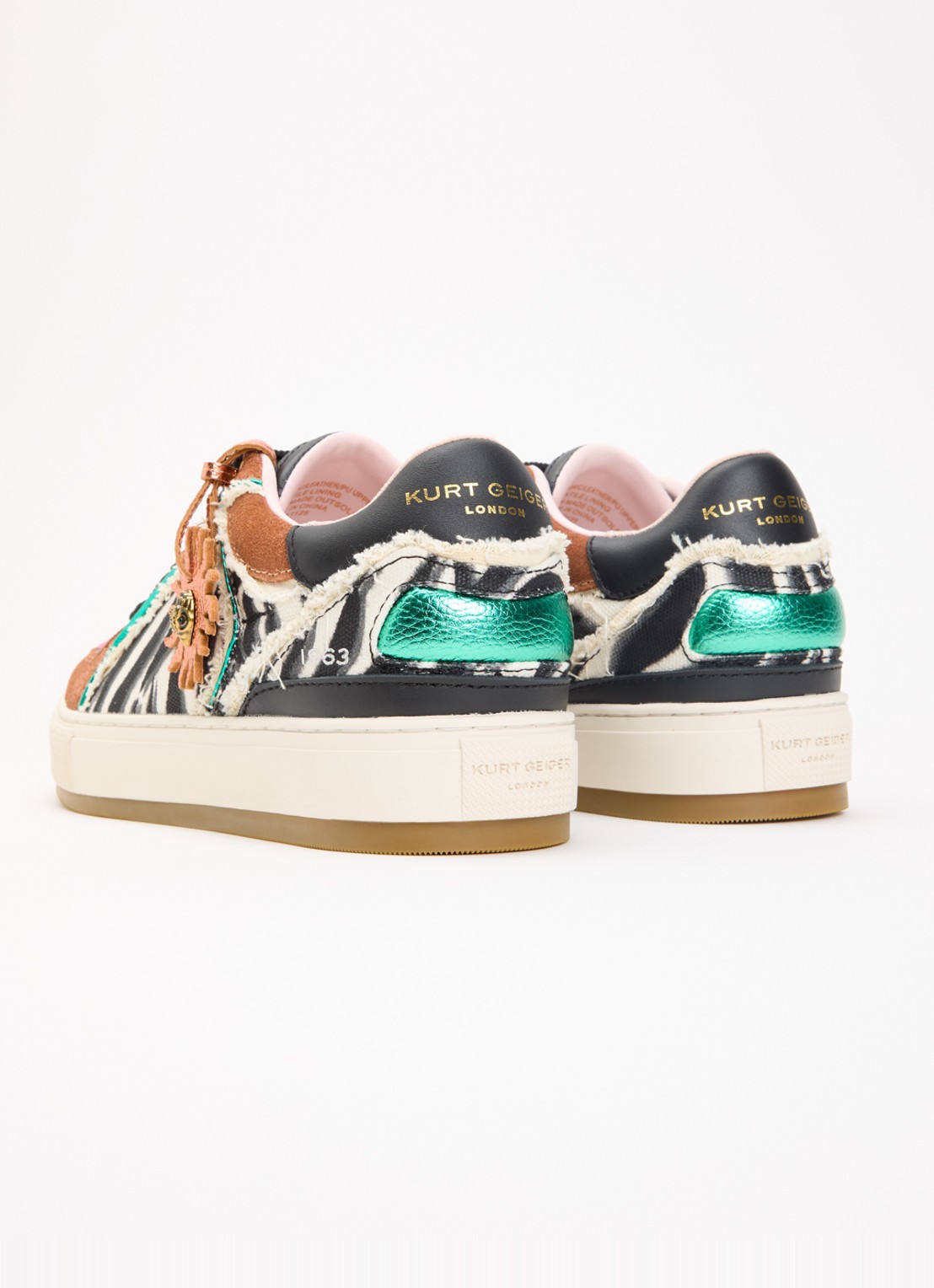 Kurt Geiger Southbank sneaker met dierenprint en leren details - achterkant 4 bruin