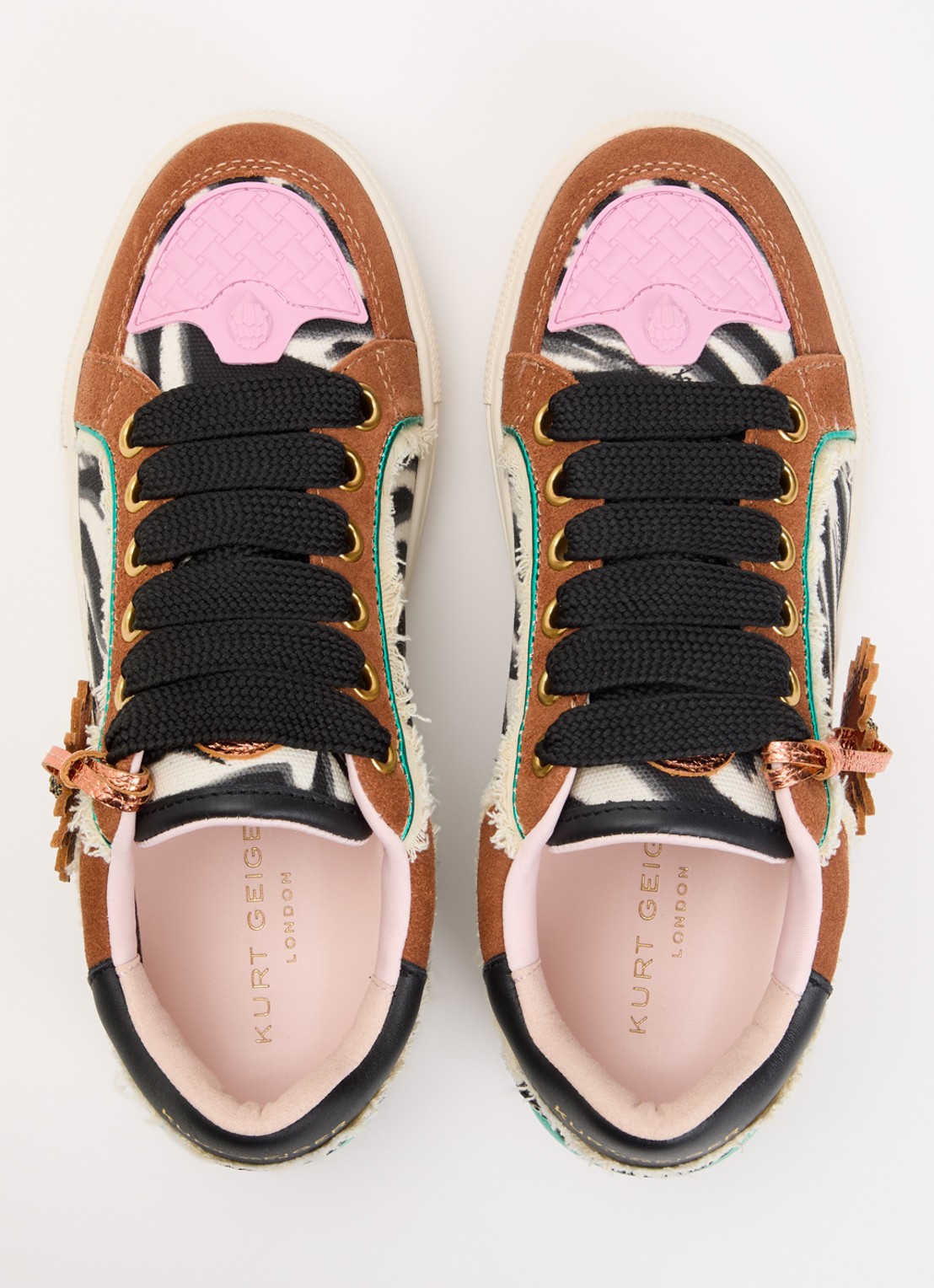Kurt Geiger Southbank sneaker met dierenprint en leren details - detail 2 bruin