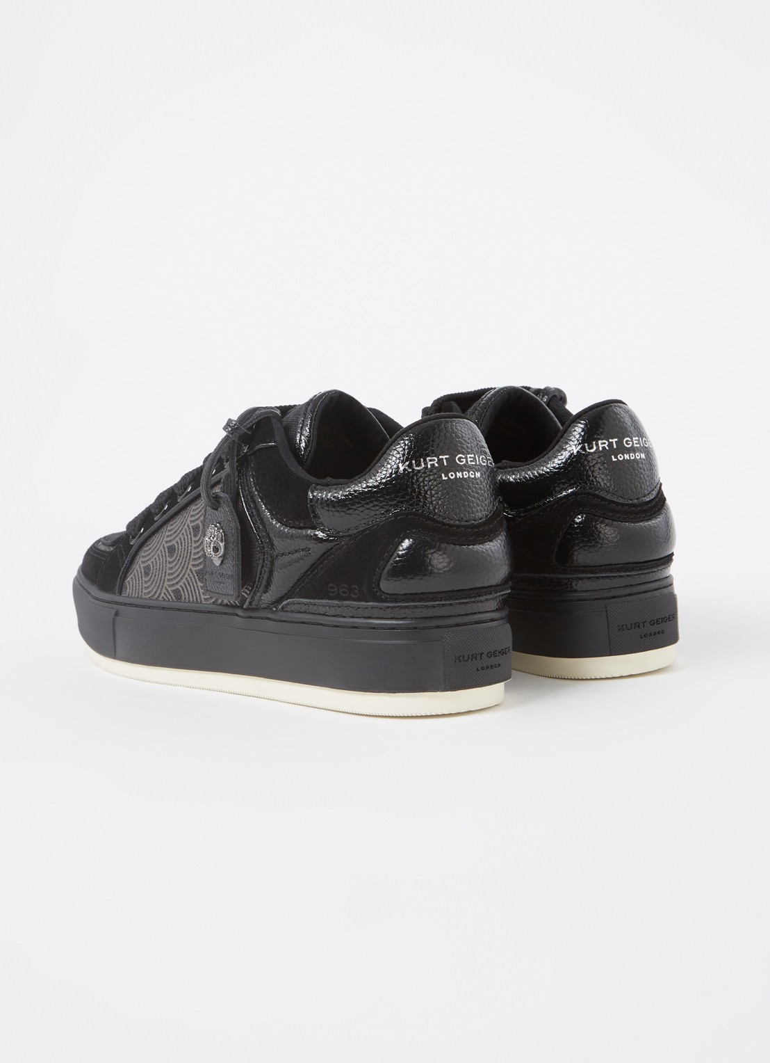 Kurt Geiger Southbank sneaker met suède details - achterkant 5 zwart