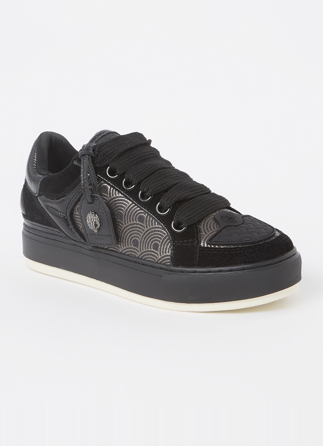 Kurt Geiger Southbank sneaker met suède details - voorkant zwart