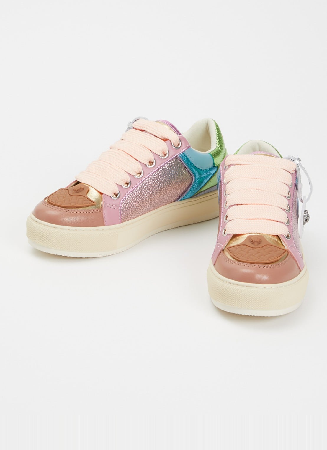 Kurt Geiger Southbank sneaker van leer met metallic finish - detail multicolor