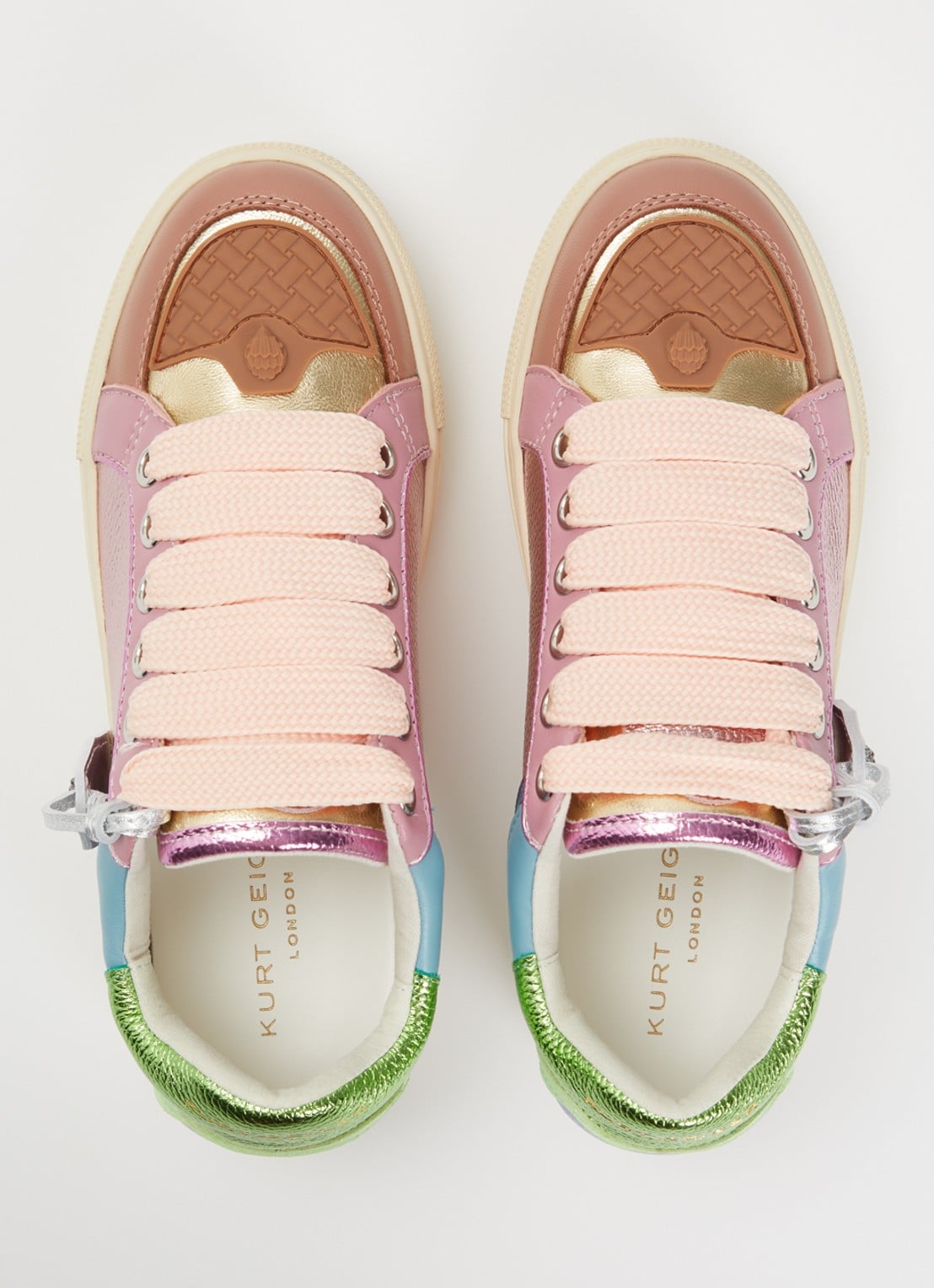 Kurt Geiger Southbank sneaker van leer met metallic finish - detail 2 multicolor