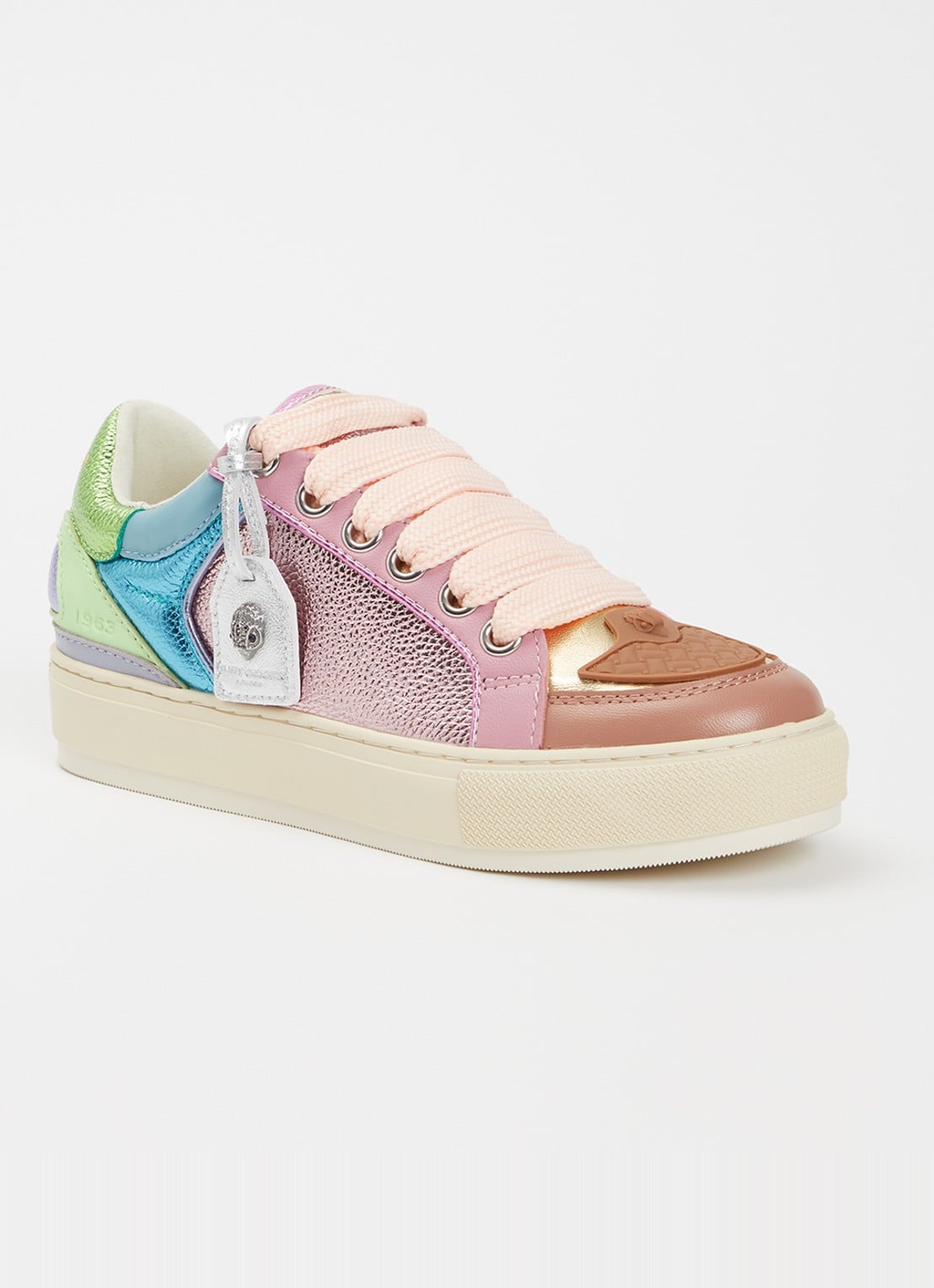 Kurt Geiger Southbank sneaker van leer met metallic finish - voorkant 4 multicolor