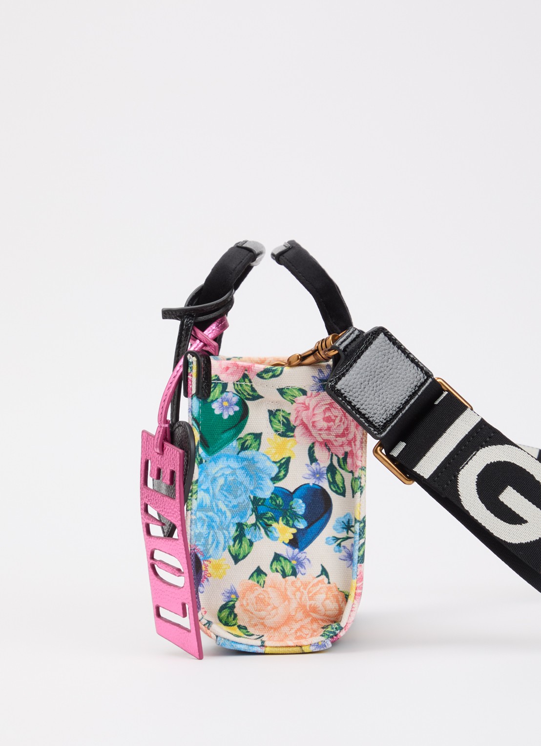 Kurt Geiger Southbank XS handtas met bloemenprint en afneembare schouderriem - detail 3 ivoor