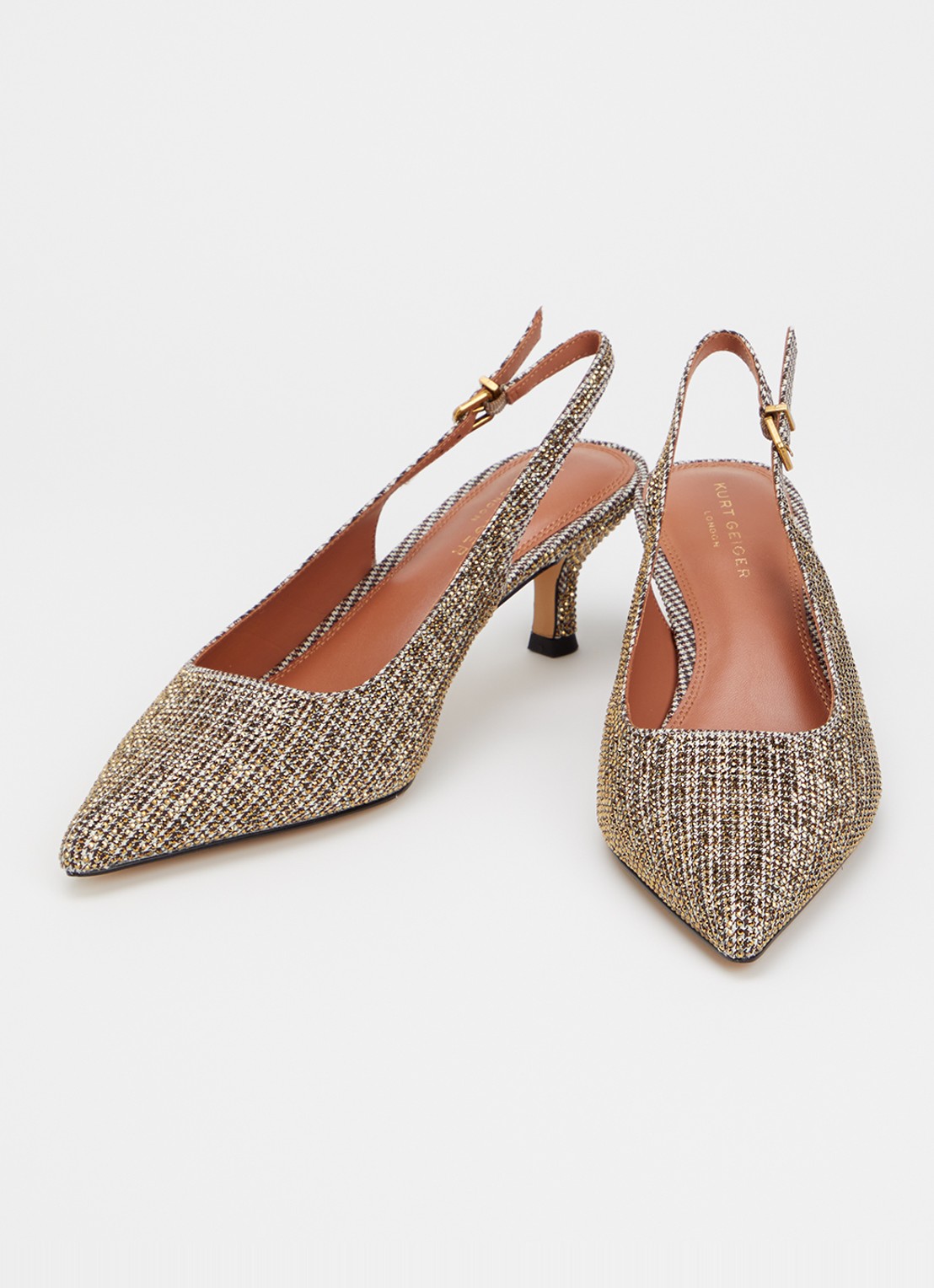 Kurt Geiger Stepney slingback met strass - detail 2 camel