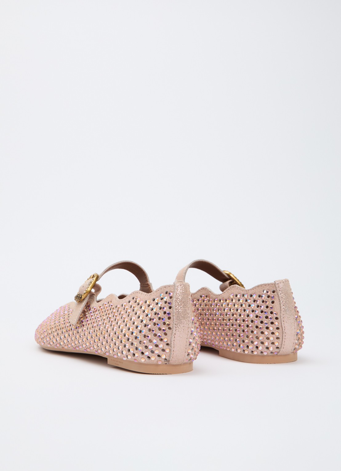 Kurt Geiger Wavy Mayfair ballerina van leer met strass - achterkant 5 lichtroze