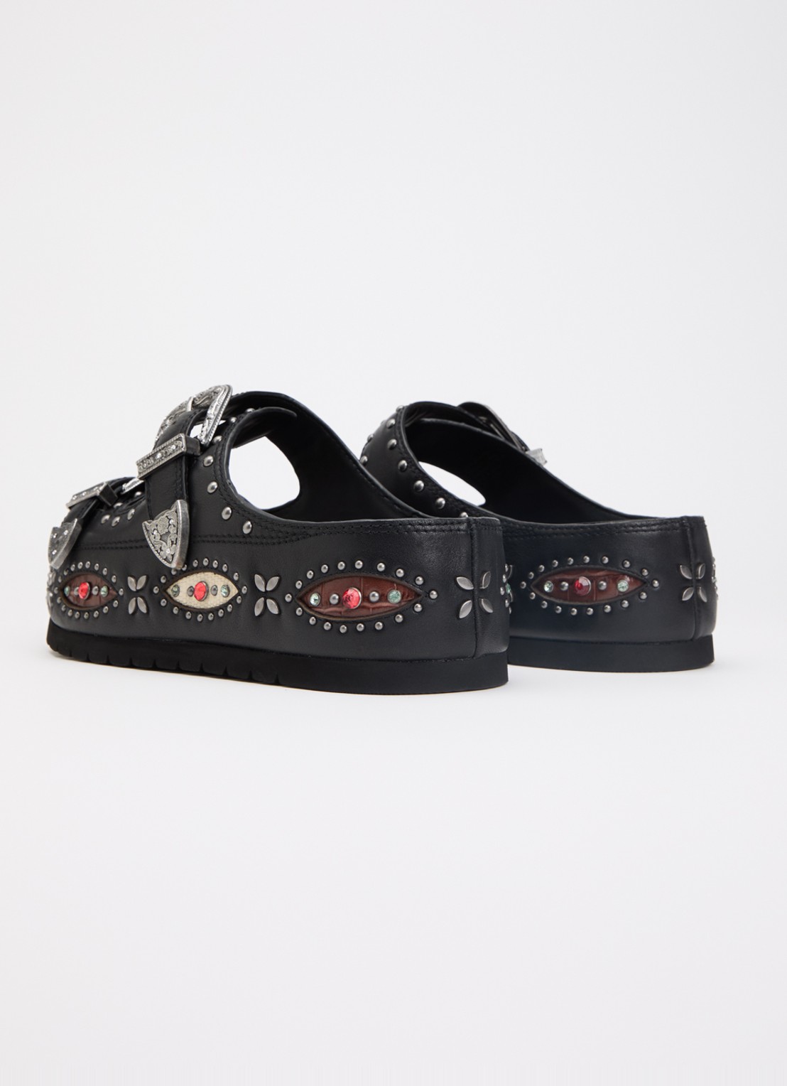 Kurt Geiger Western Buckle sandaal van leer met strass  - achterkant 5 zwart