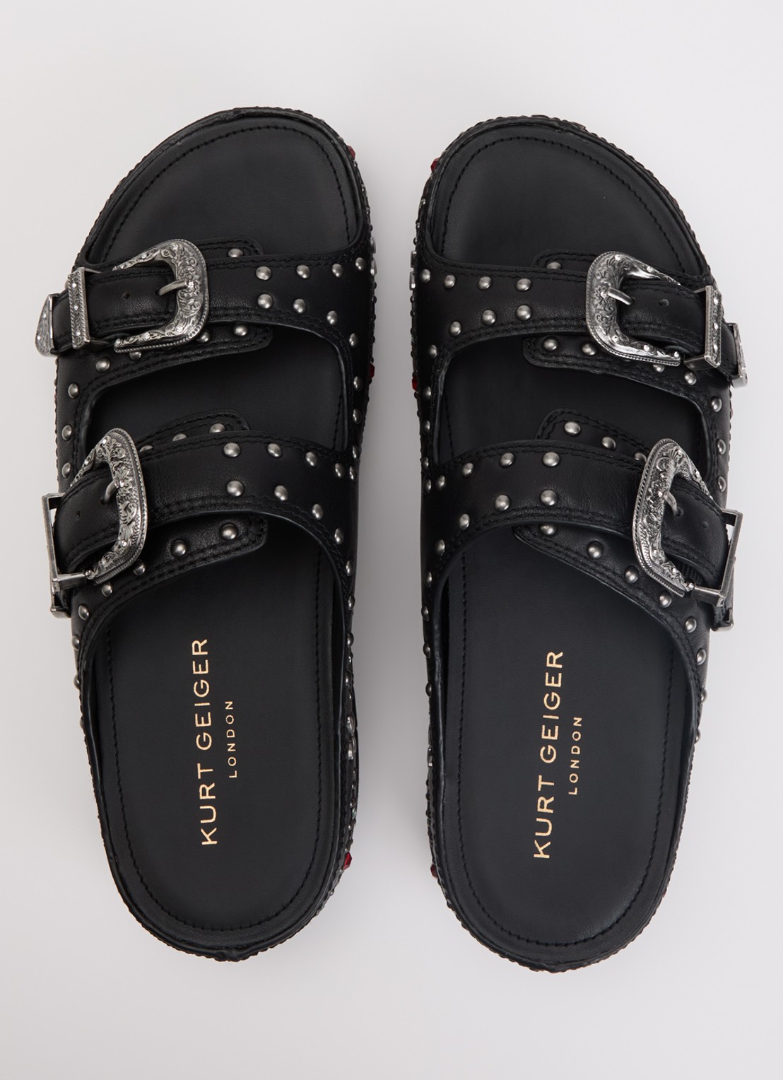 Kurt Geiger Western Buckle sandaal van leer met strass  - detail 3 zwart