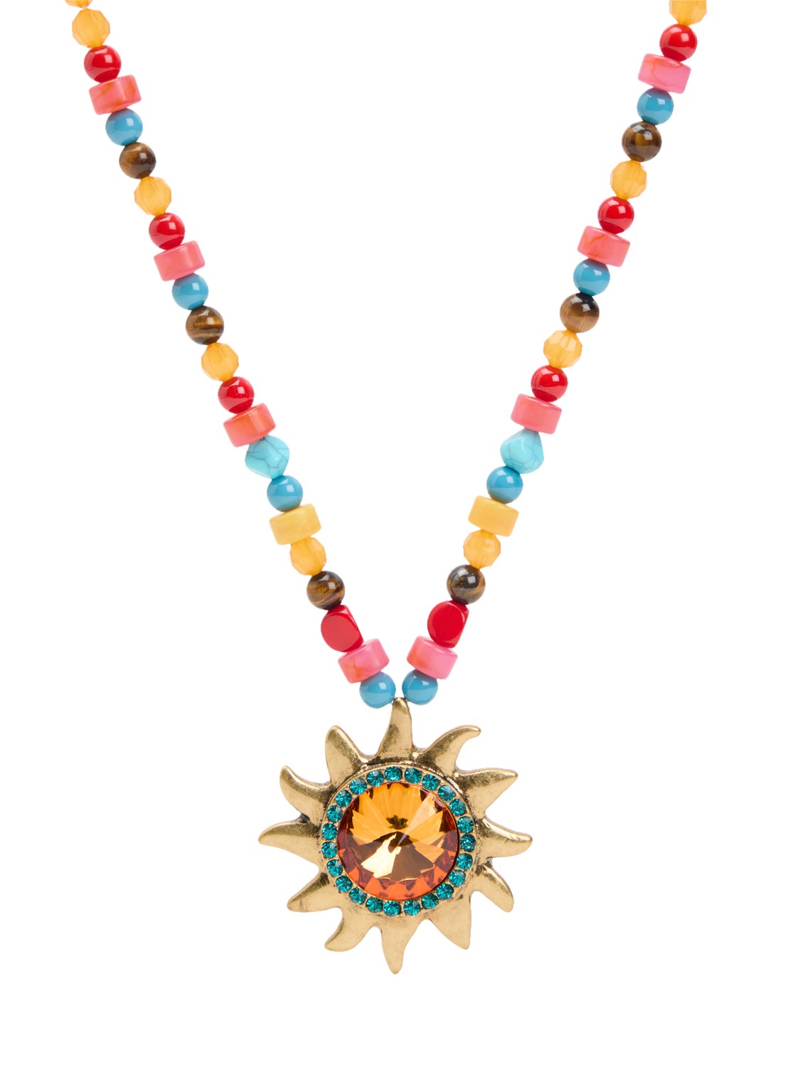 Kurt Geiger XL Sun ketting met kristal - voorkant multicolor
