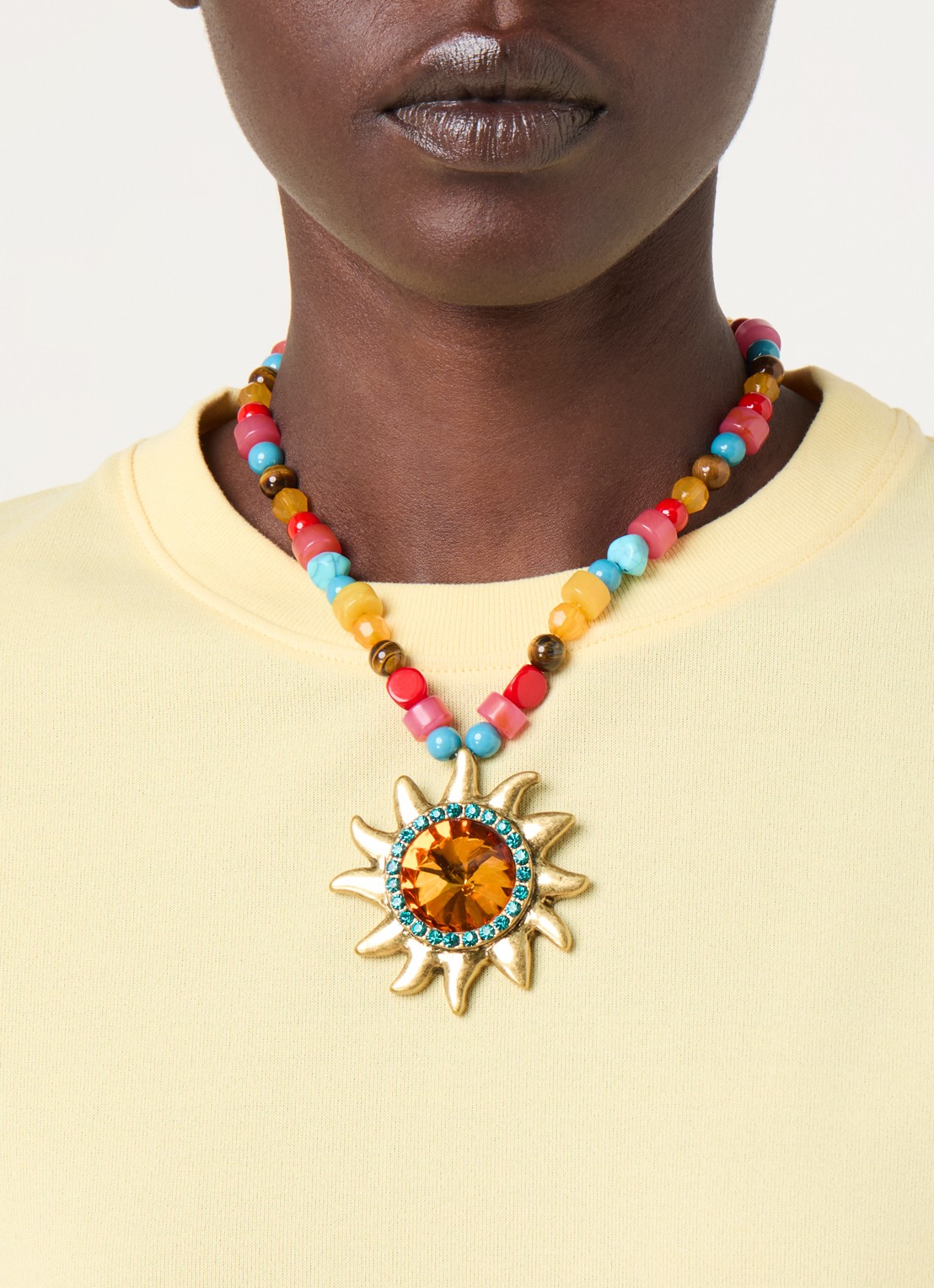 Kurt Geiger XL Sun ketting met kristal - voorkant 2 multicolor