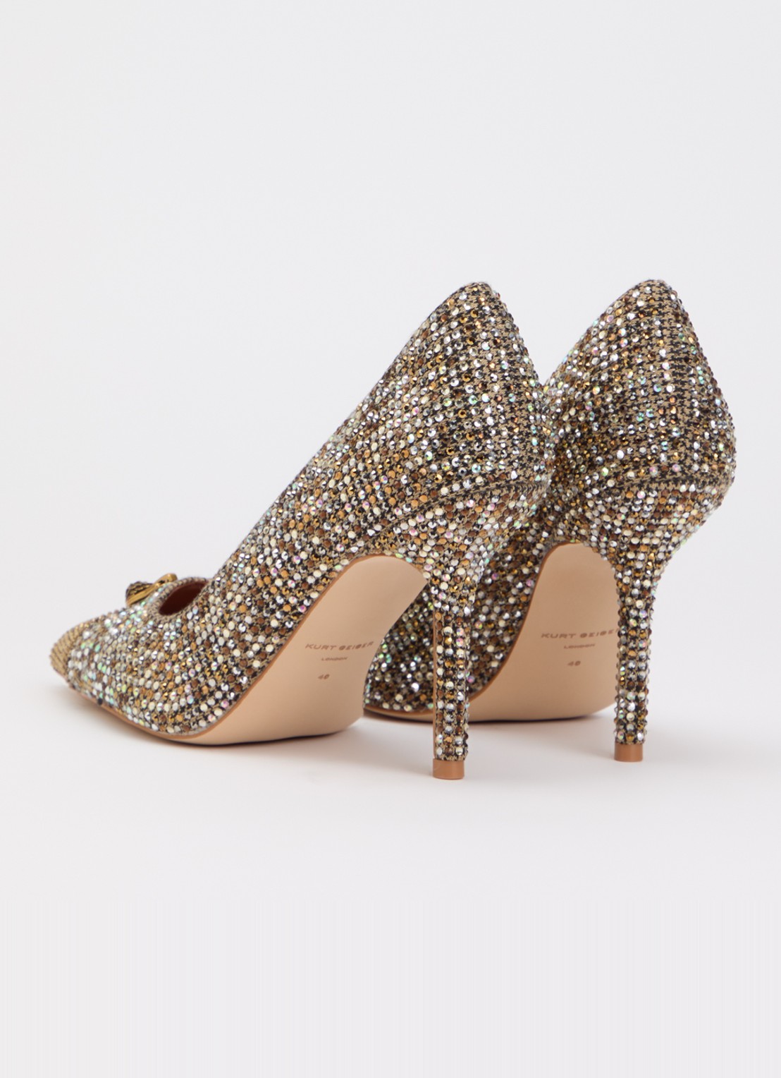 Kurt Geiger Zip Court pump met strass - achterkant 5 goud