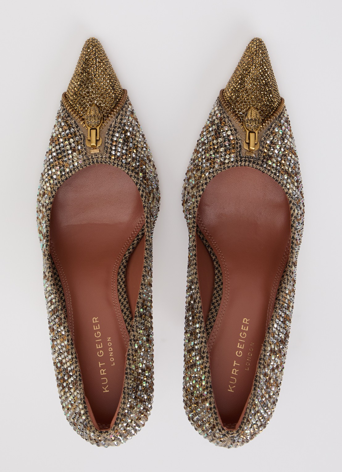 Kurt Geiger Zip Court pump met strass - detail 2 goud