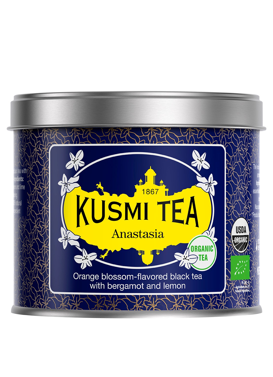 Kusmi Tea Anastasia losse thee 90 gram - voorkant 4 donkerblauw