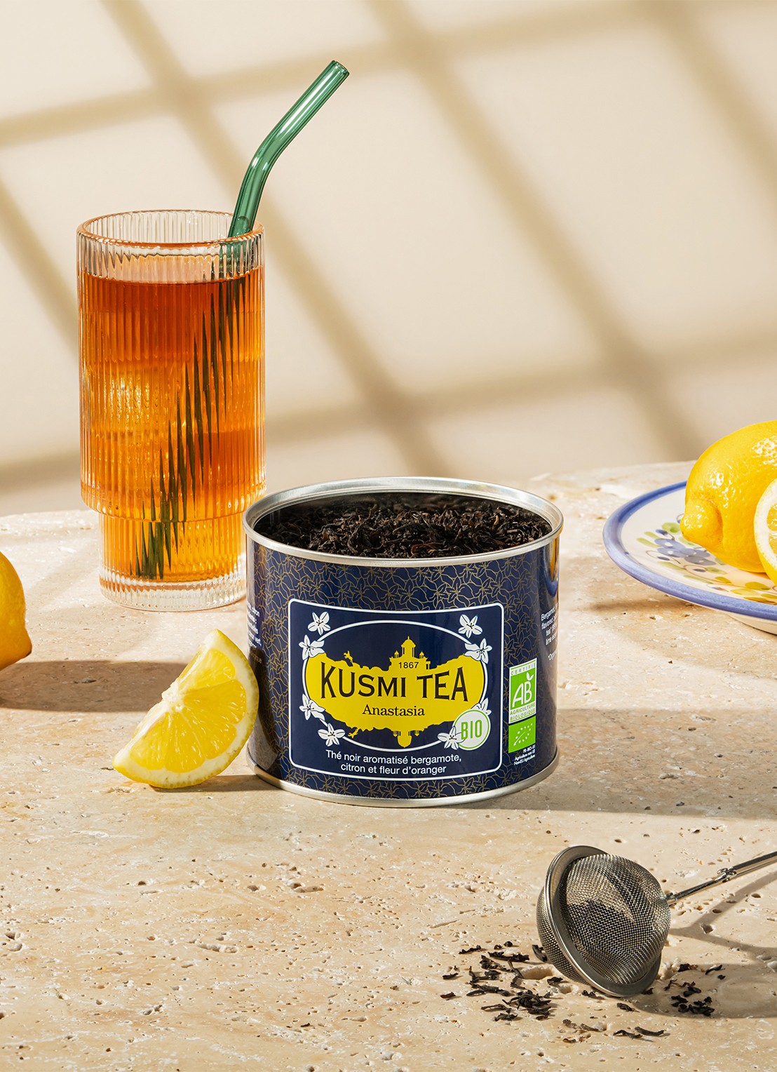 Kusmi Tea Anastasia losse thee 90 gram - voorkant 5 donkerblauw