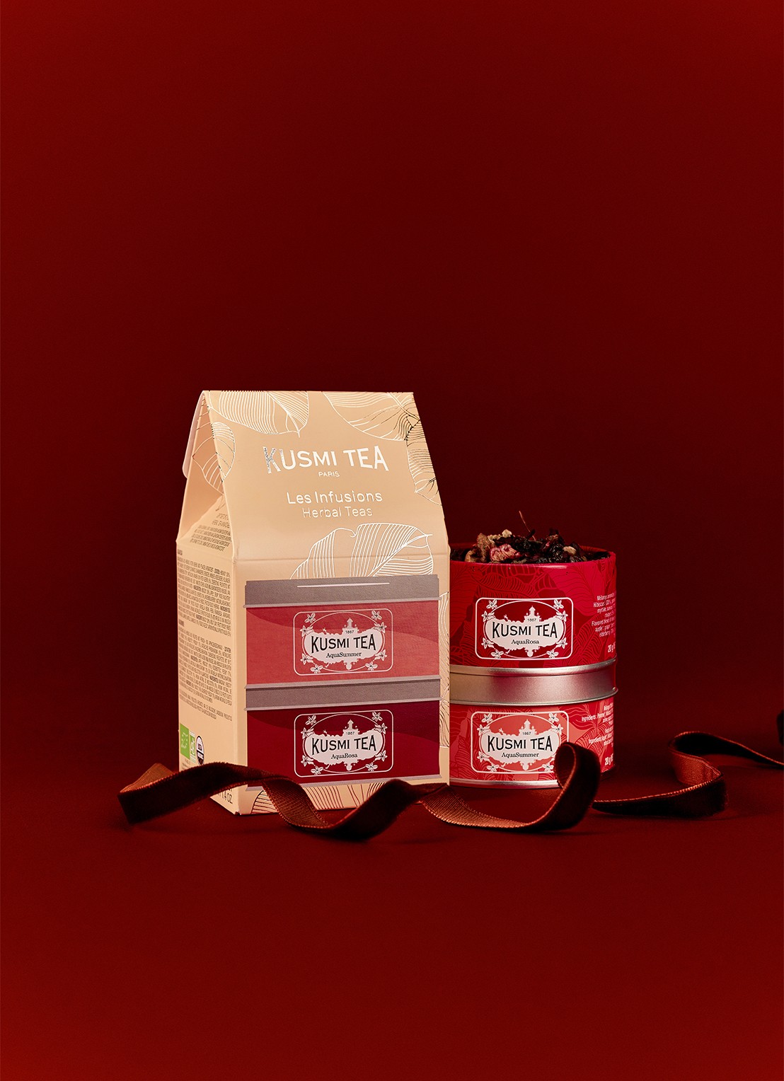 Kusmi Tea AquaRosa and AquaSummer losse thee 2 stuks in giftbox - detail 3 beige