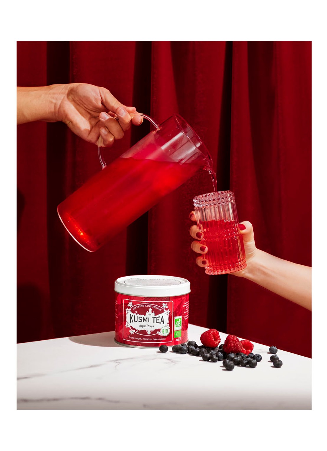 Kusmi Tea AquaRosa losse thee 100 gram - detail 4 donkerroze