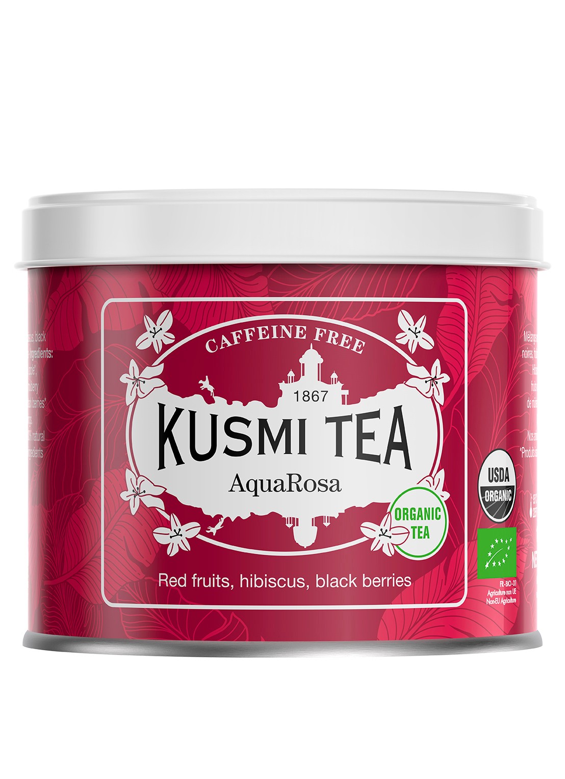 Kusmi Tea AquaRosa losse thee 100 gram - voorkant 6 donkerroze