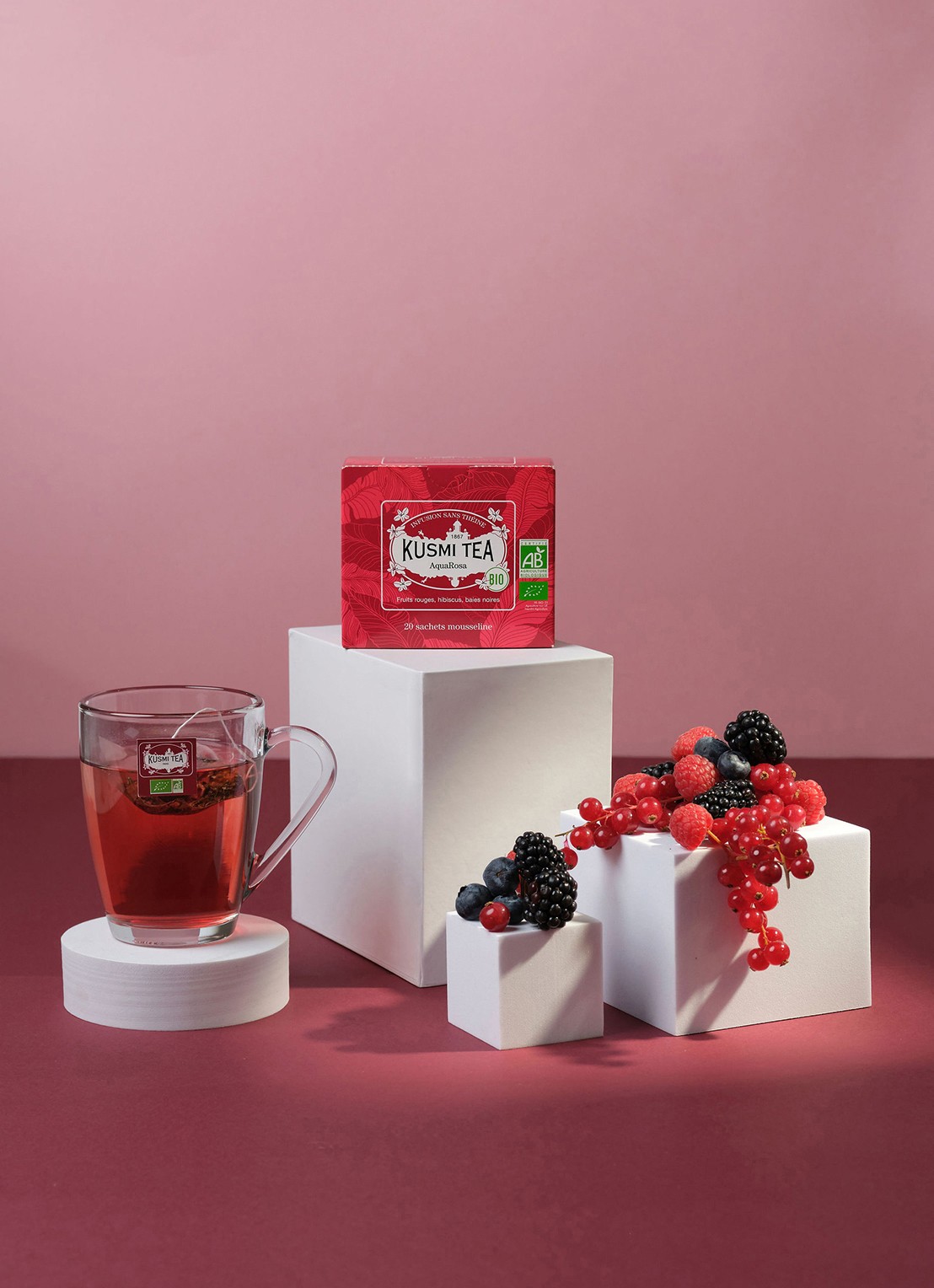 Kusmi Tea Aquarose theezakjes 20 stuks - voorkant 2 beige
