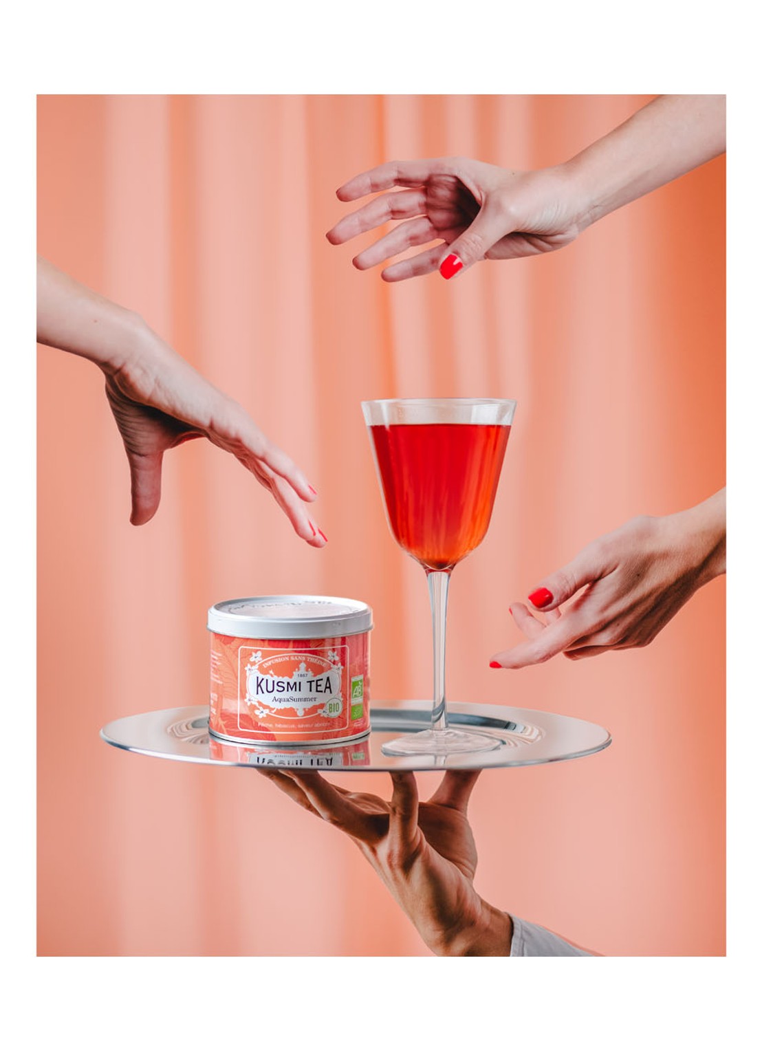 Kusmi Tea AquaSummer losse thee 100 gram - detail 3 perzikroze