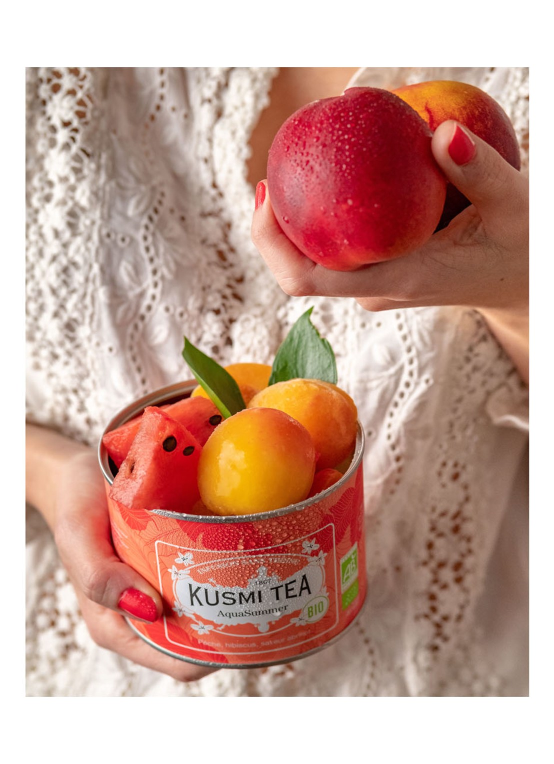 Kusmi Tea AquaSummer losse thee 100 gram - detail 5 perzikroze