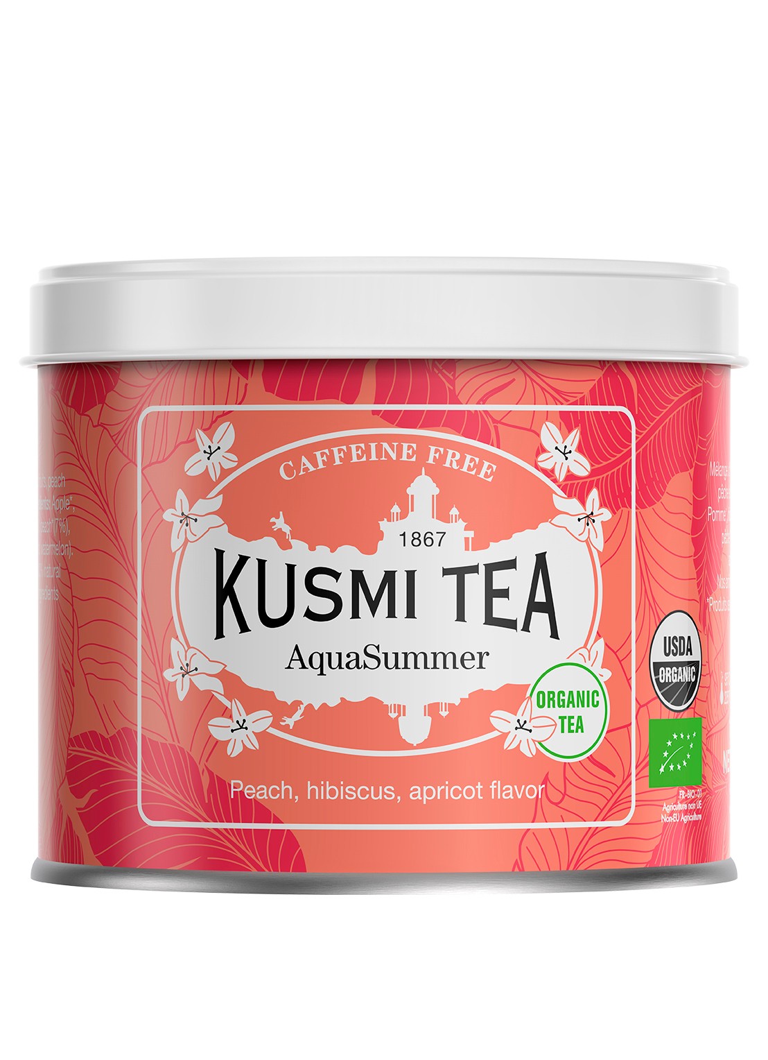 Kusmi Tea AquaSummer losse thee 100 gram - voorkant 6 perzikroze