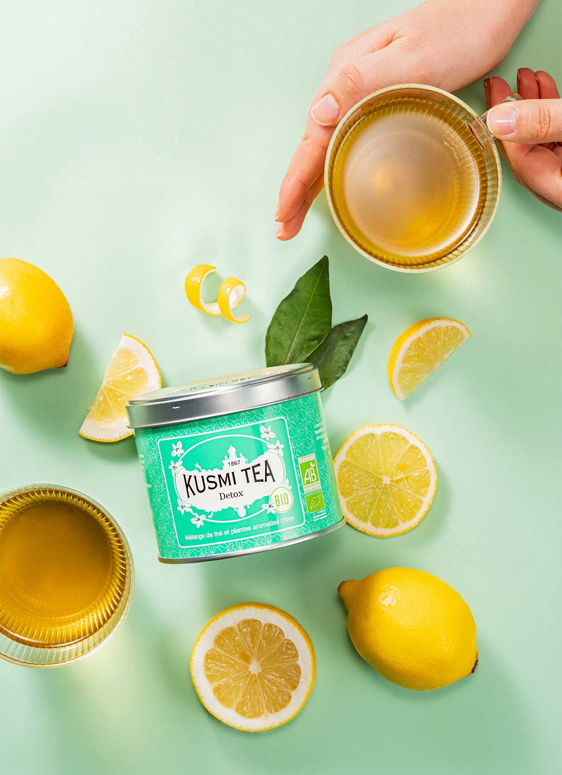 Kusmi Tea Detox losse thee 90 gram - detail 2 turquoise