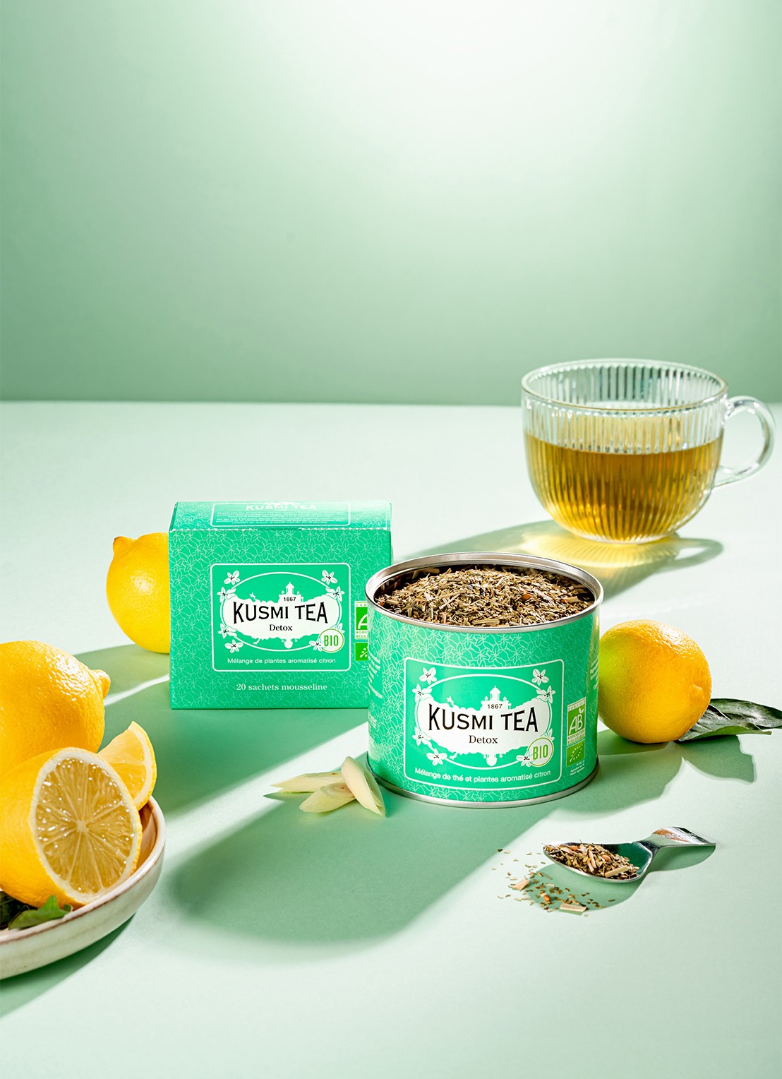 Kusmi Tea Detox theezakjes 20 stuks - achterkant 3 beige