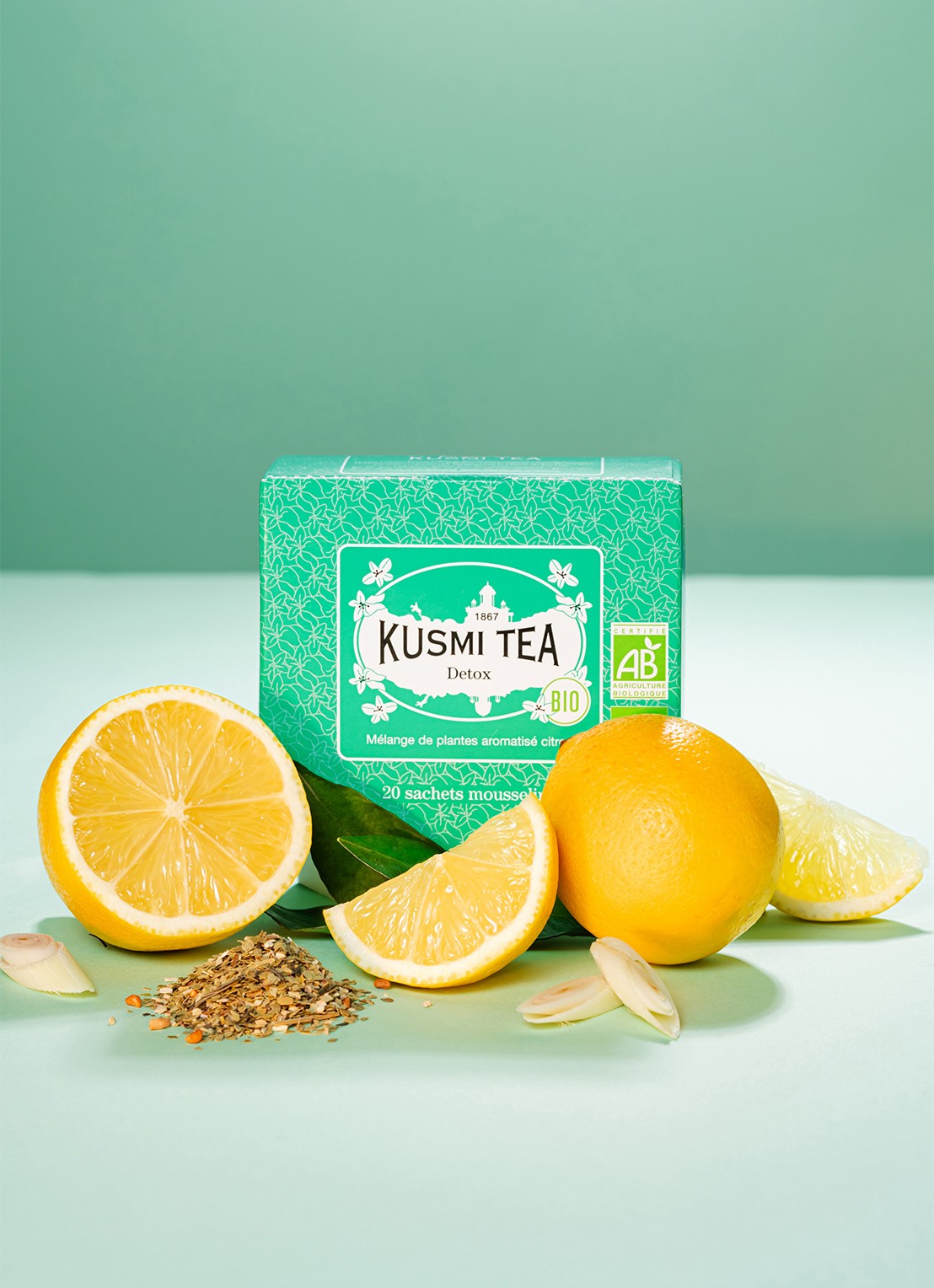 Kusmi Tea Detox theezakjes 20 stuks - voorkant 2 beige