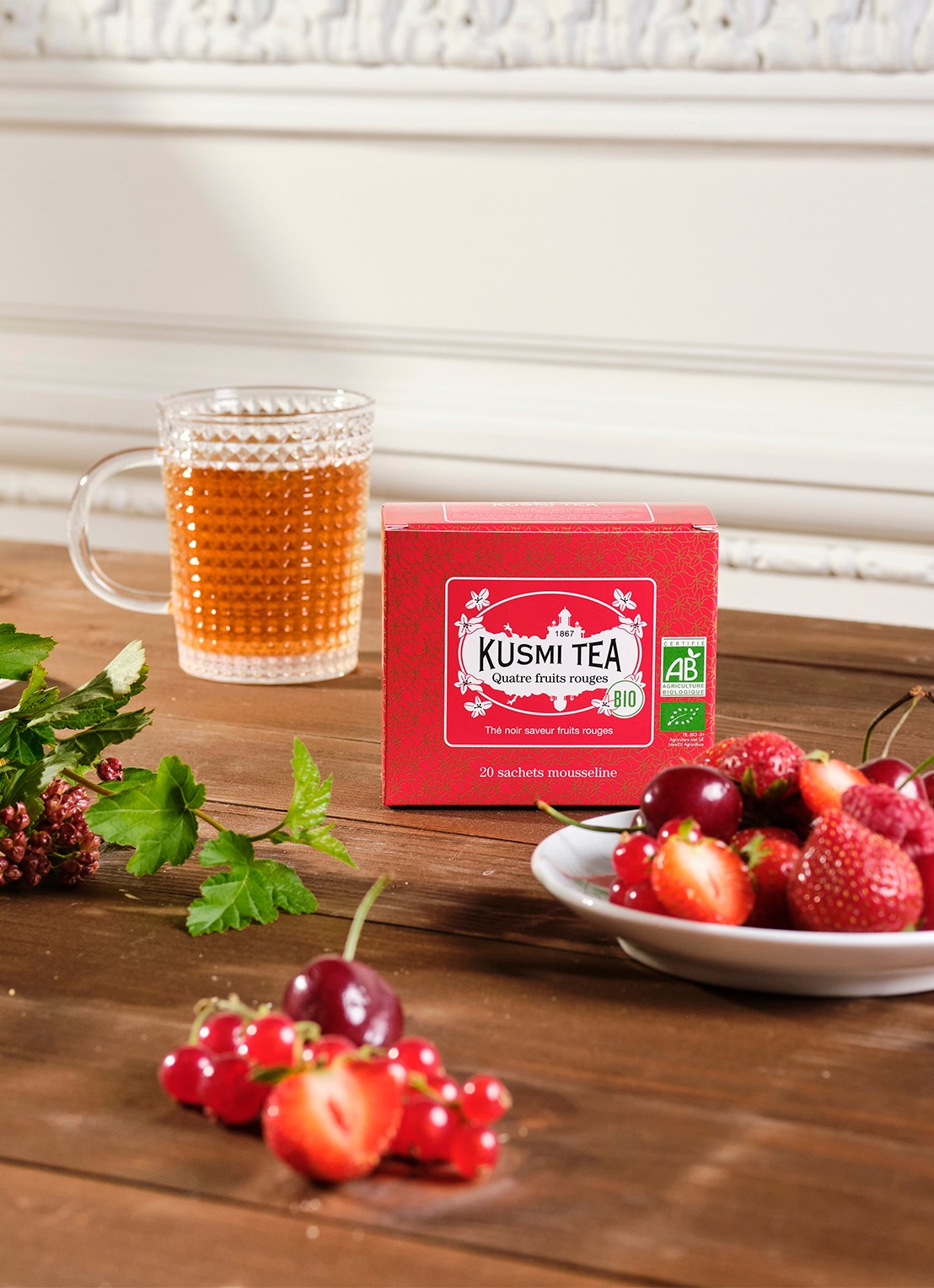 Kusmi Tea Four Red Rruits theezakjes 20 stuks - voorkant 2 beige