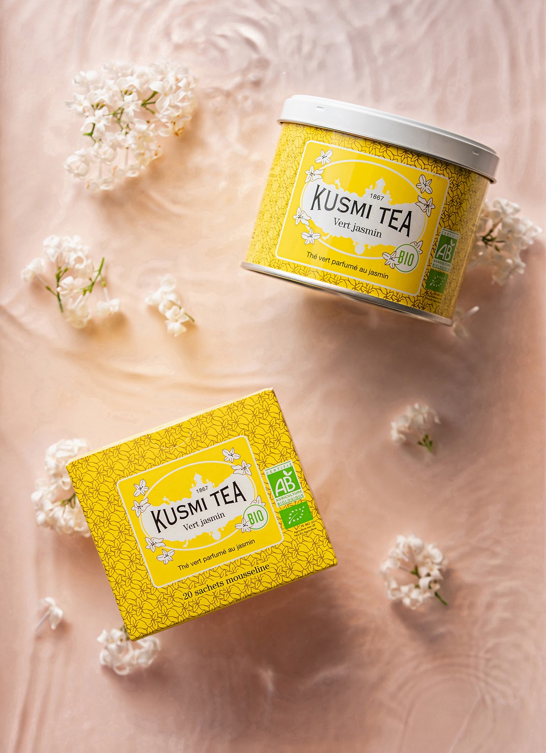 Kusmi Tea Green Jasmine theezakjes 20 stuks - detail 4 beige