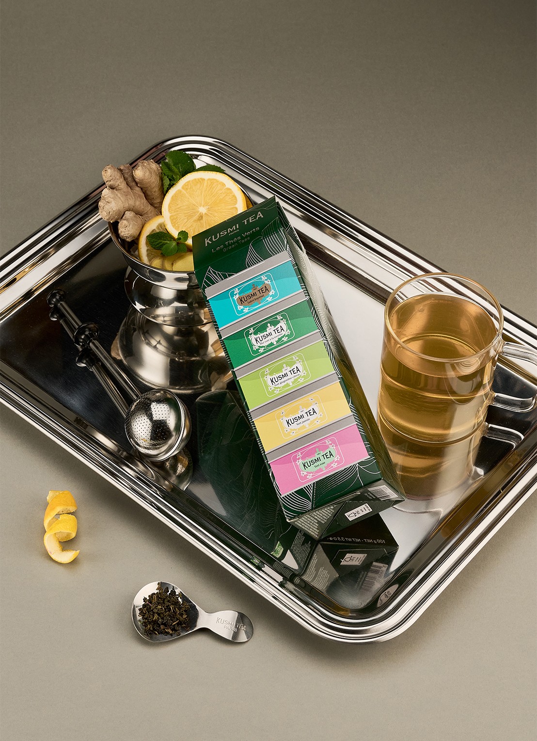 Kusmi Tea Green Teas losse thee 5 stuks - voorkant 4 beige