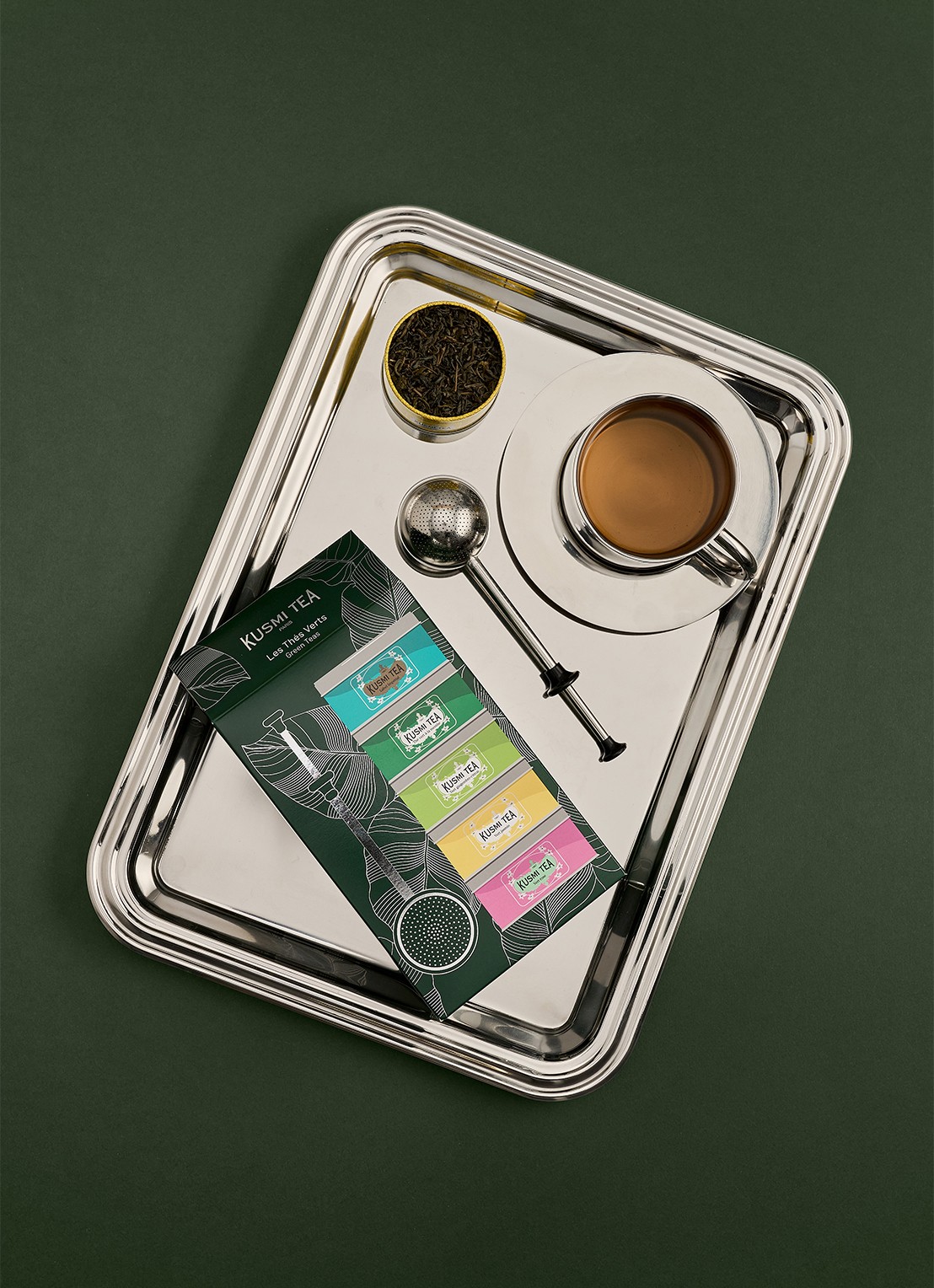 Kusmi Tea Green Teas losse thee met thee-infuser 6-delig in giftbox - detail 3 beige