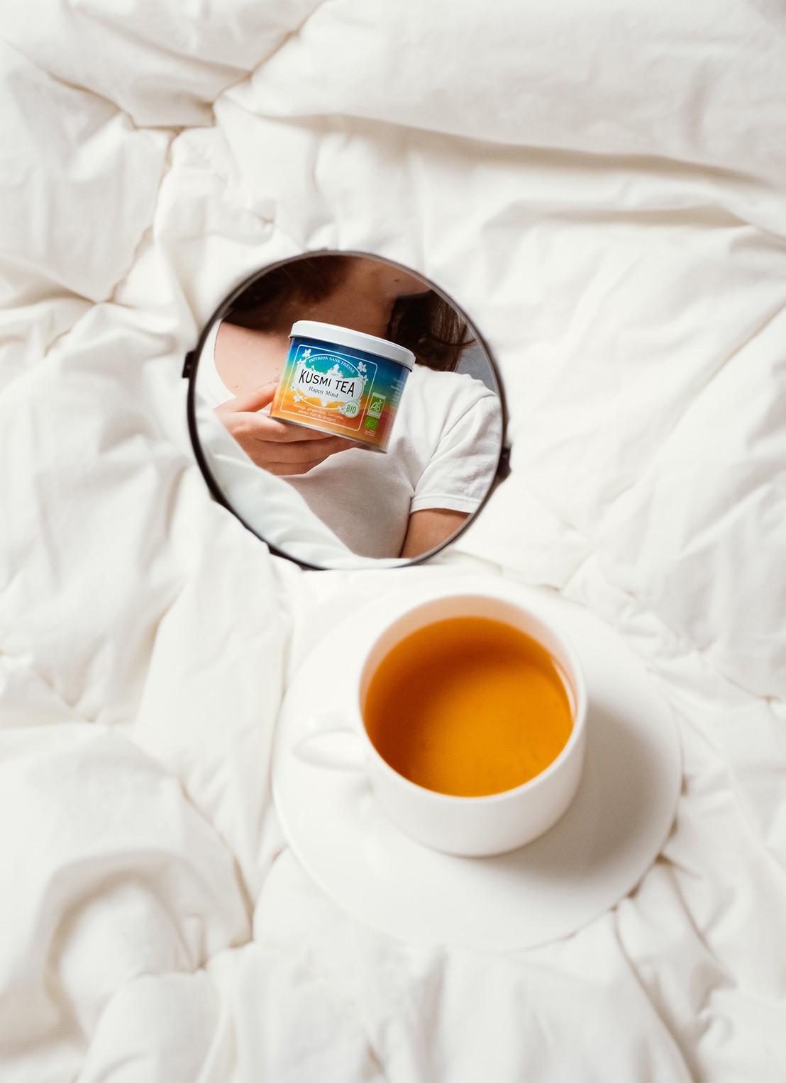 Kusmi Tea Happy Mind theezakjes 20 stuks - achterkant beige