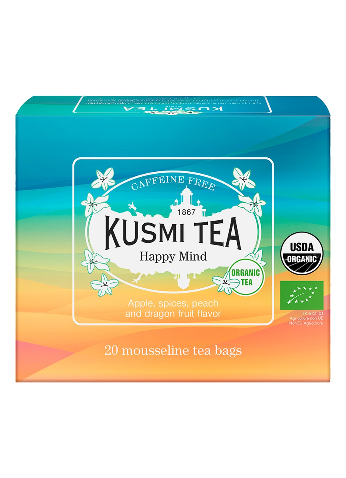 Kusmi Tea Happy Mind theezakjes 20 stuks - voorkant 2 beige