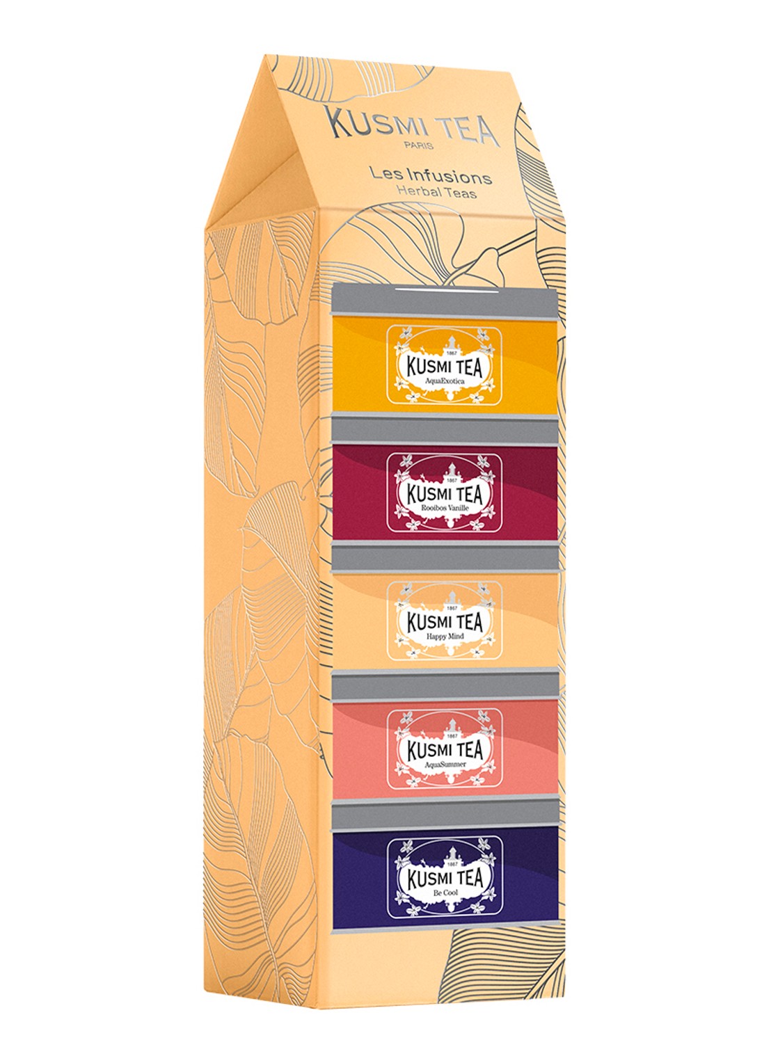 Kusmi Tea Herbal Teas losse thee 5 stuks in giftbox - voorkant 3 beige