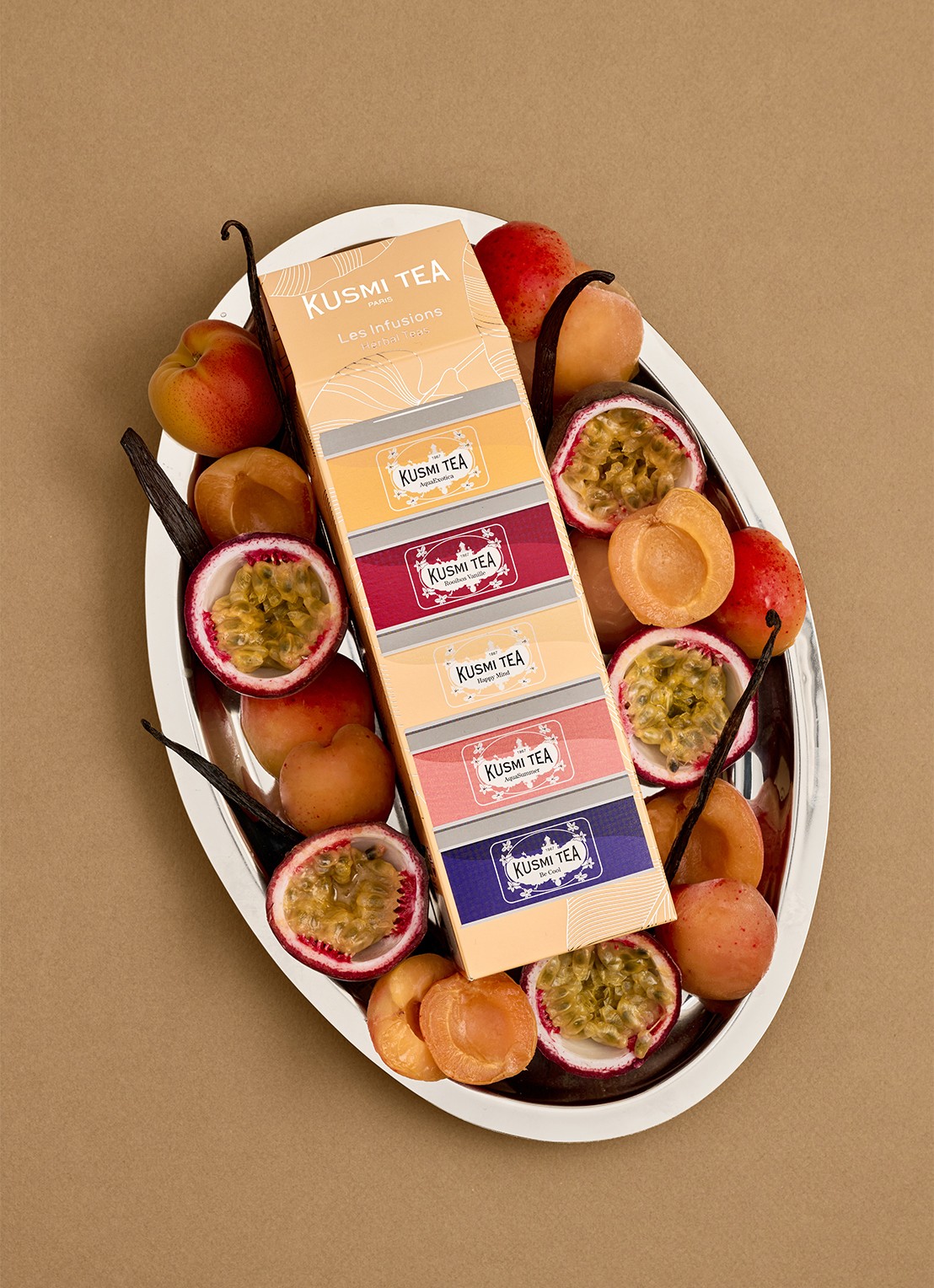 Kusmi Tea Herbal Teas losse thee 5 stuks in giftbox - voorkant 4 beige