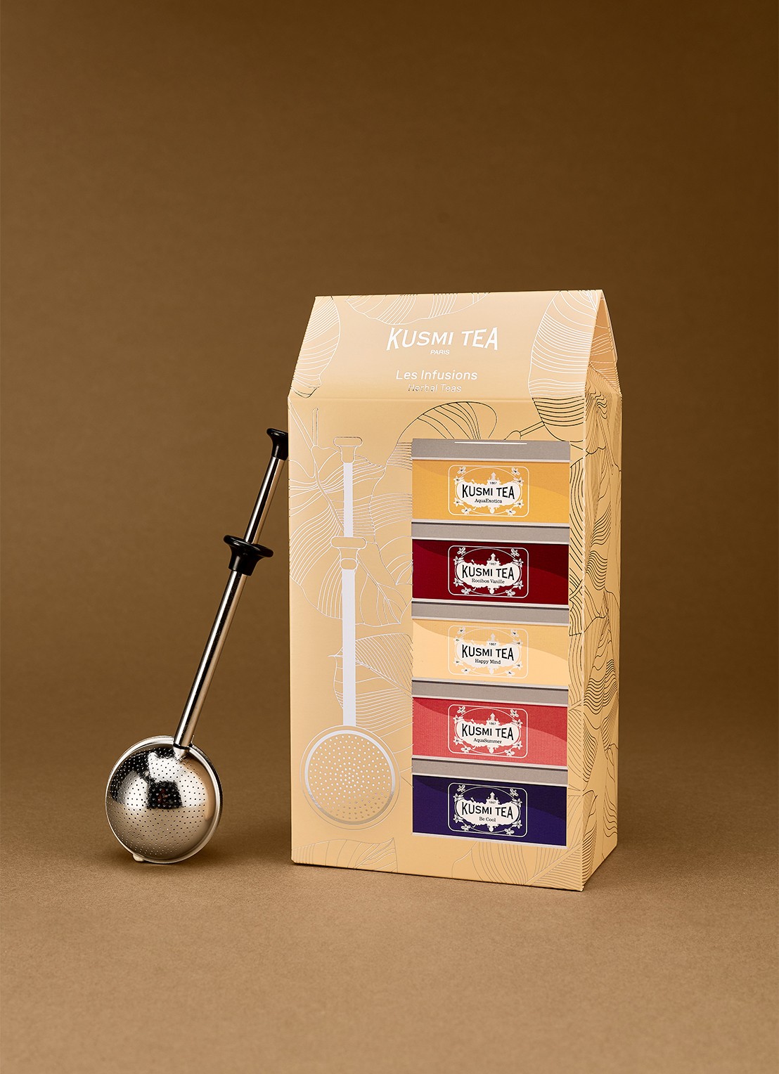 Kusmi Tea Herbal Teas losse thee met thee-infuser 6-delig in giftbox - detail beige