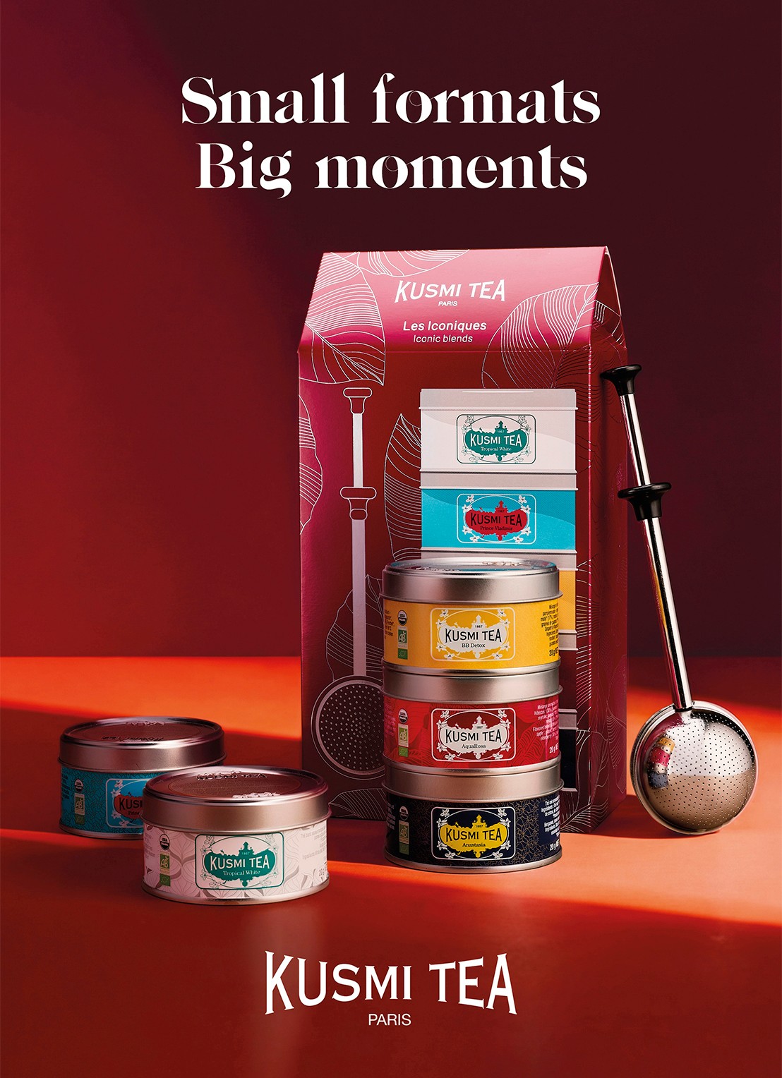 Kusmi Tea Iconics losse thee met thee-infuser - giftset - voorkant 2 beige