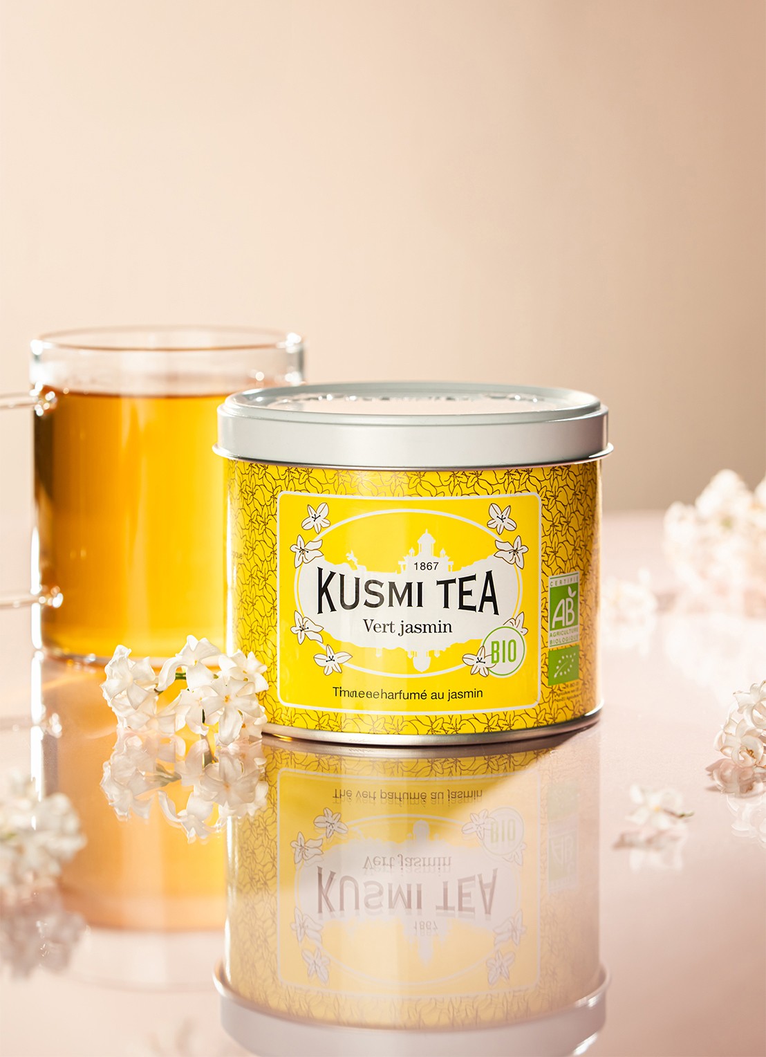 Kusmi Tea Jasmin Green Tea losse thee 90 gram - detail 3 geel