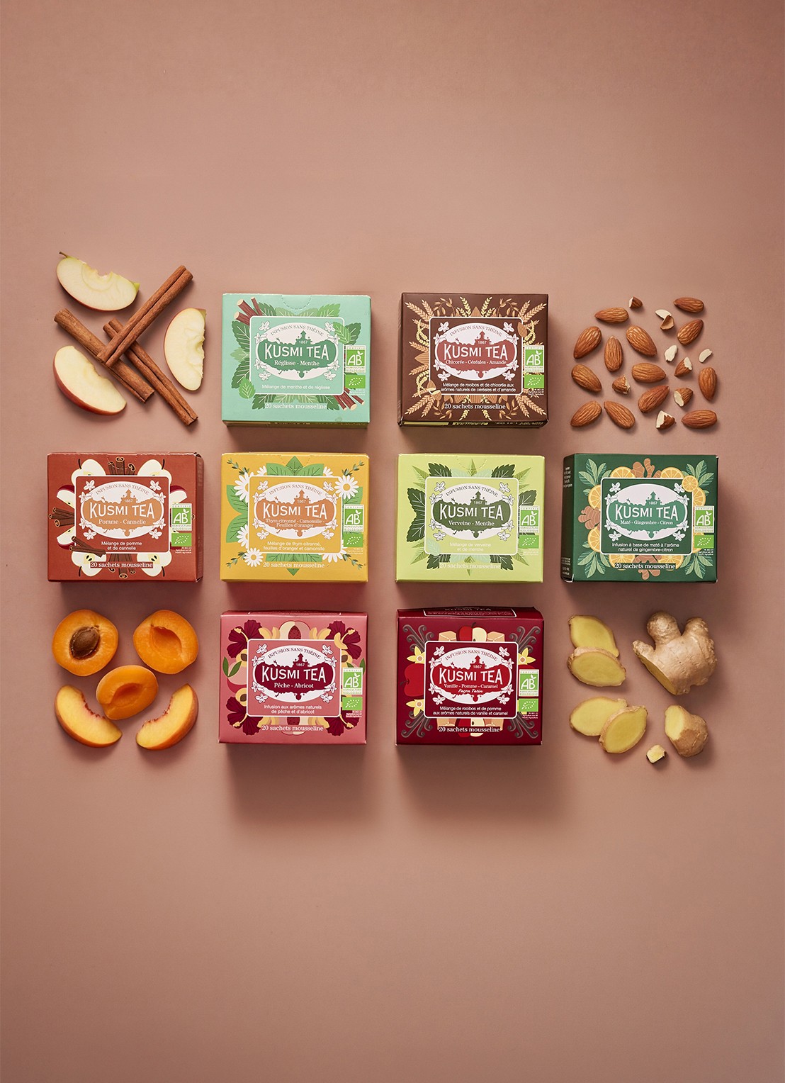 Kusmi Tea Peach Apricot theezakjes 20 stuks - detail 4 beige
