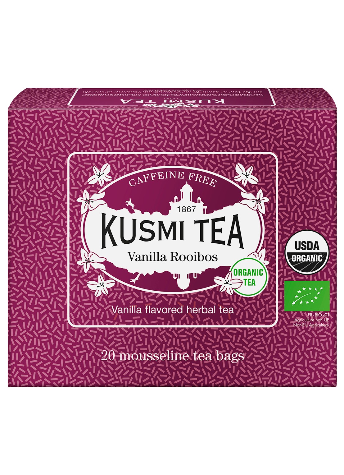 Kusmi Tea Vanilla Rooibos theezakjes 20 stuks - voorkant beige