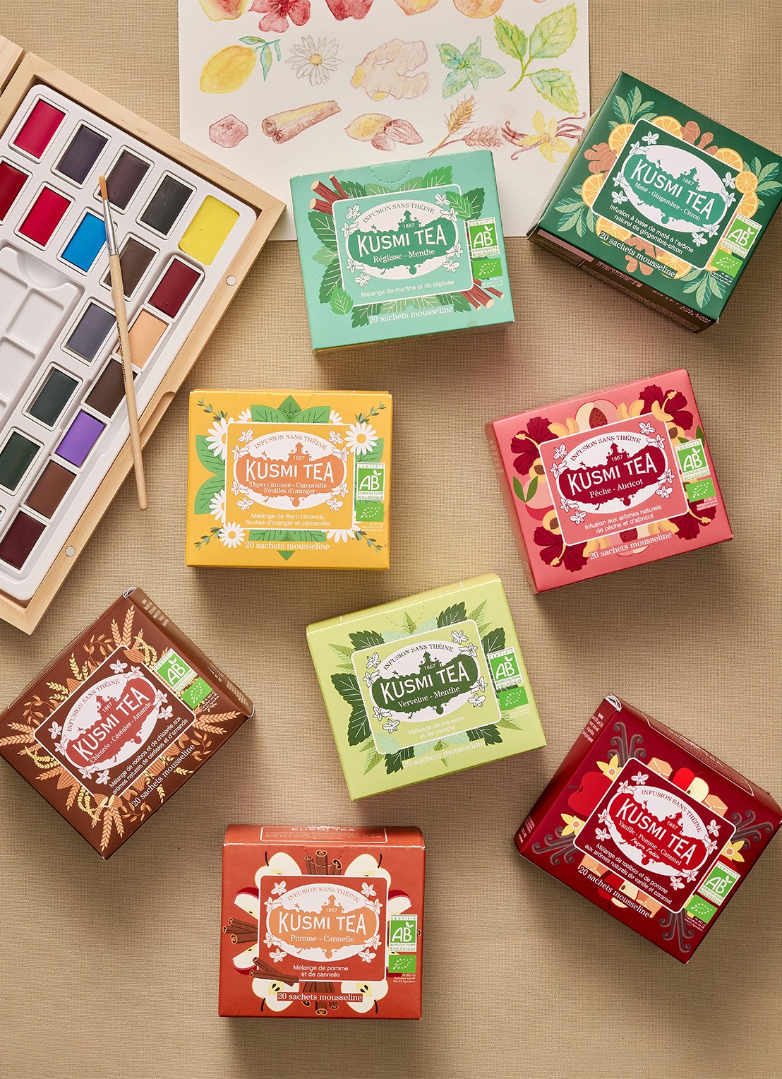Kusmi Tea Verbana-Mint theezakjes 20 stuks - detail 4 beige