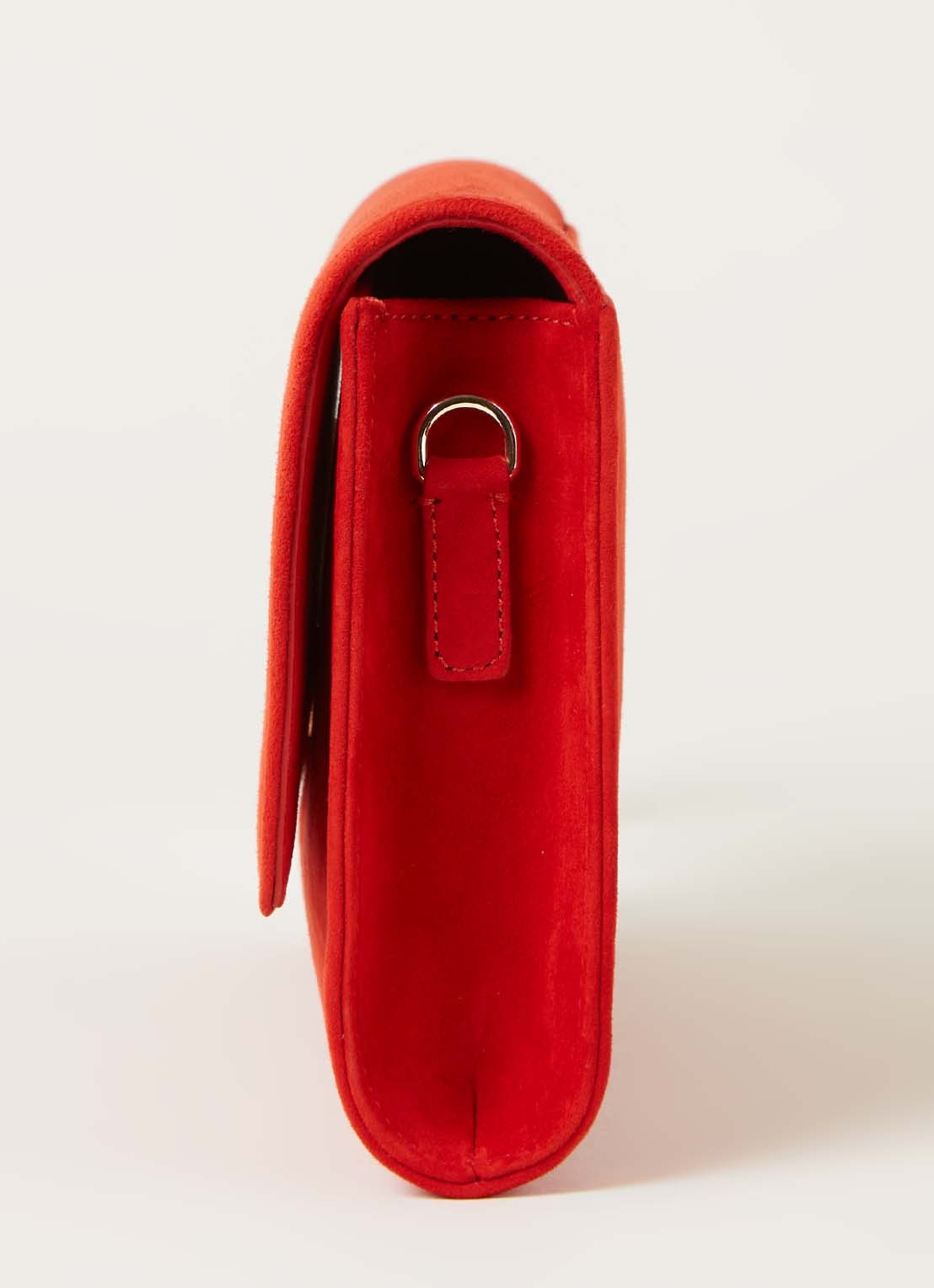 L.K.Bennett Dayana clutch van suède - detail 3 rood