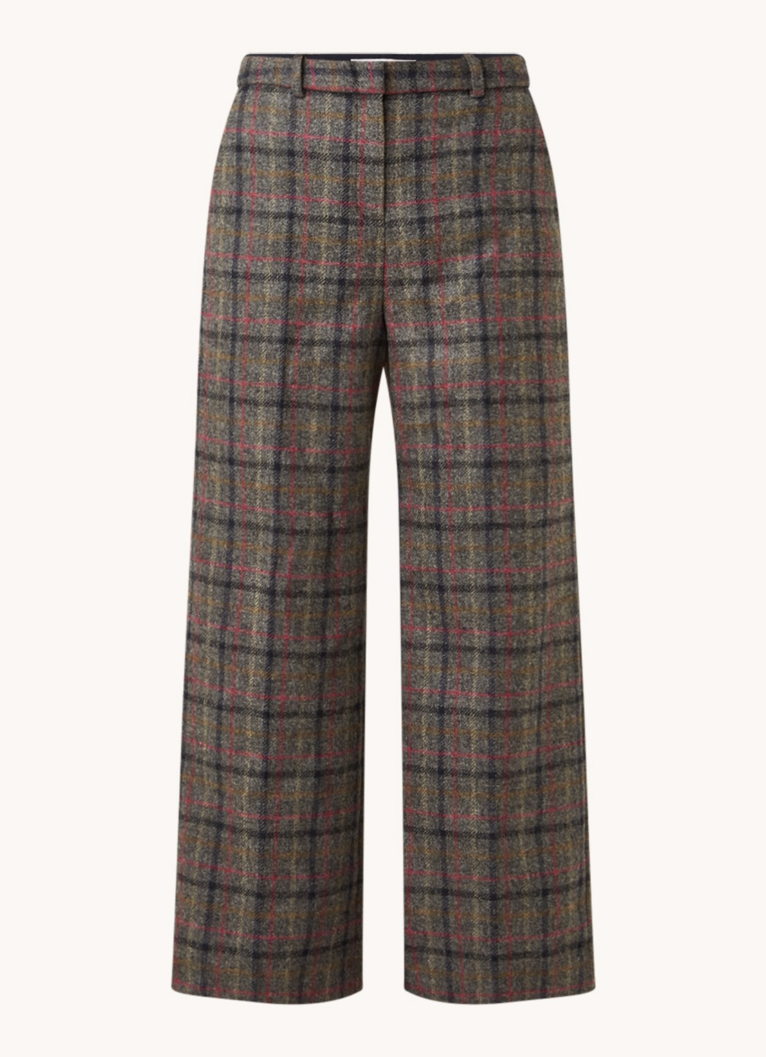 L.K.Bennett Ellen high waist wide fit pantalon met ruitprint - voorkant 2 multicolor