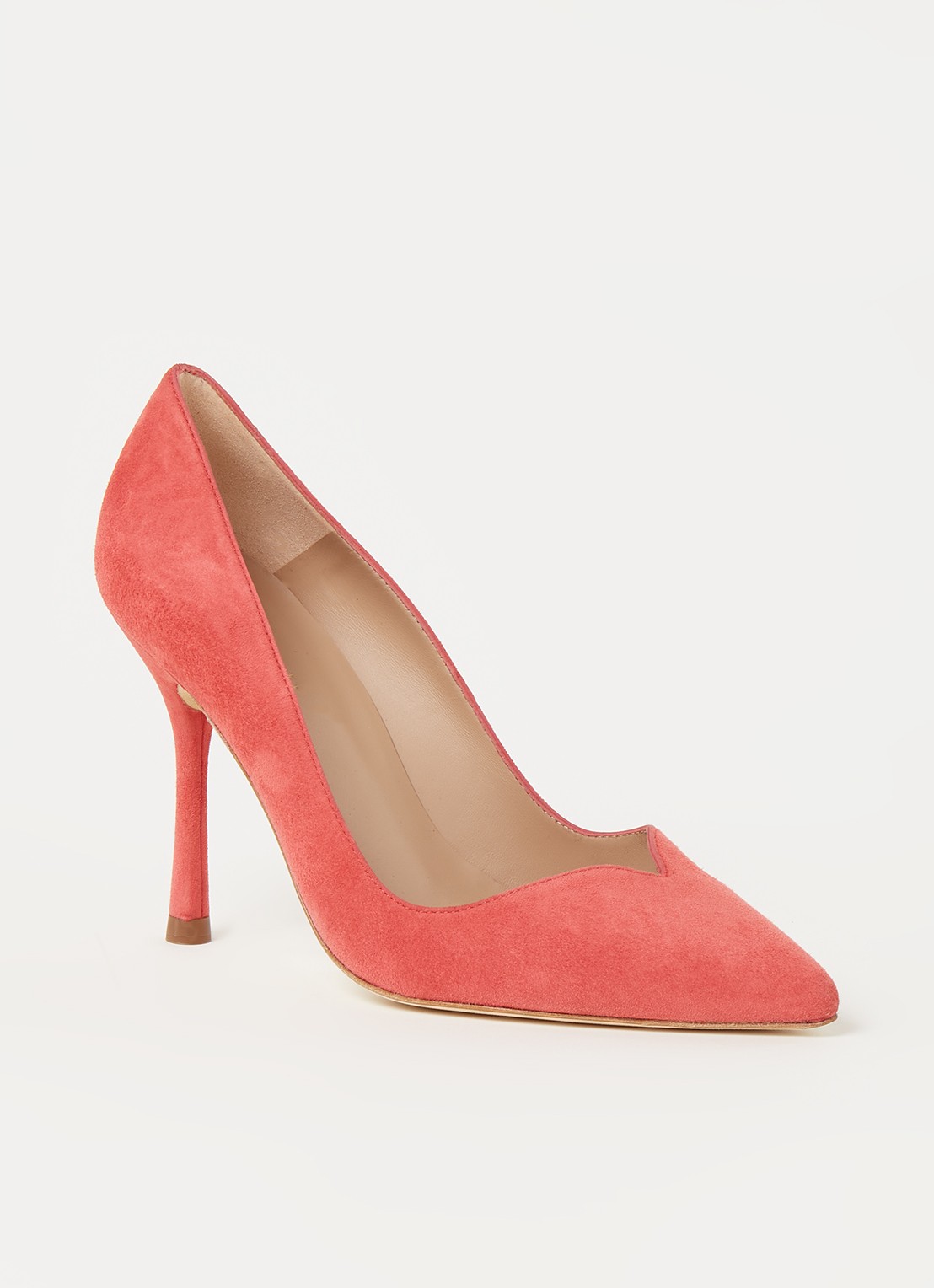 L.K.Bennett Faye pump van suède - voorkant 4 koraalroze