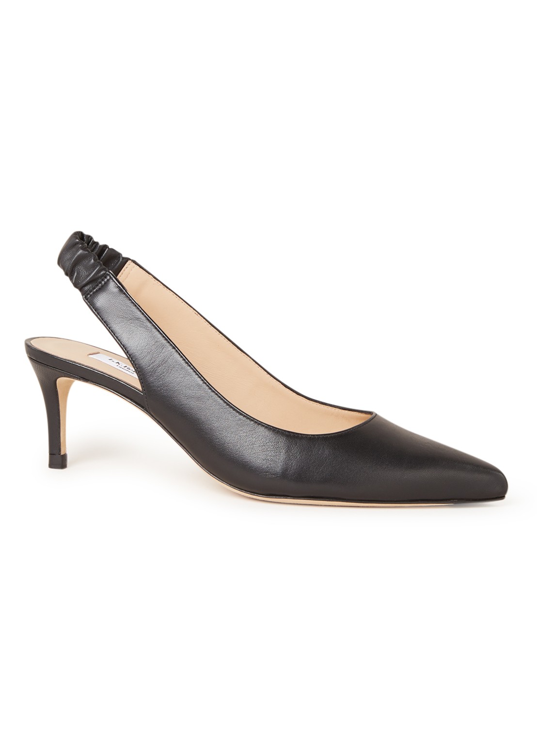 L.K.Bennett Irena slingback van leer  - voorkant 4 zwart