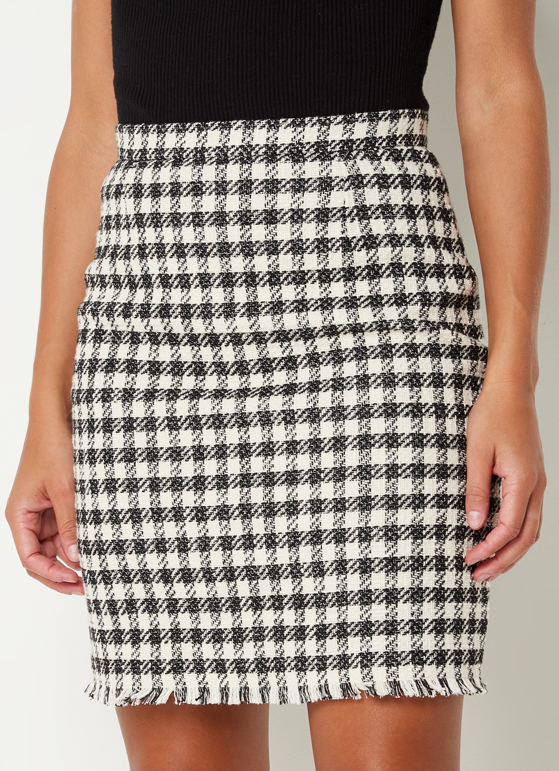 Carlin minirok in tailoring bruin pied-de-poule