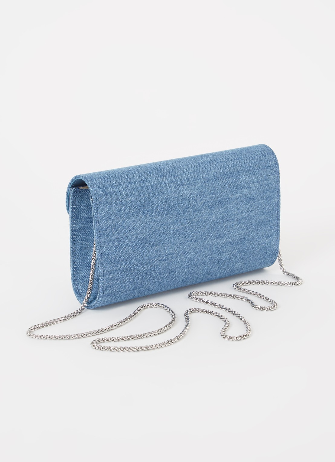 L.K.Bennett Lucy clutch van denim - achterkant indigo